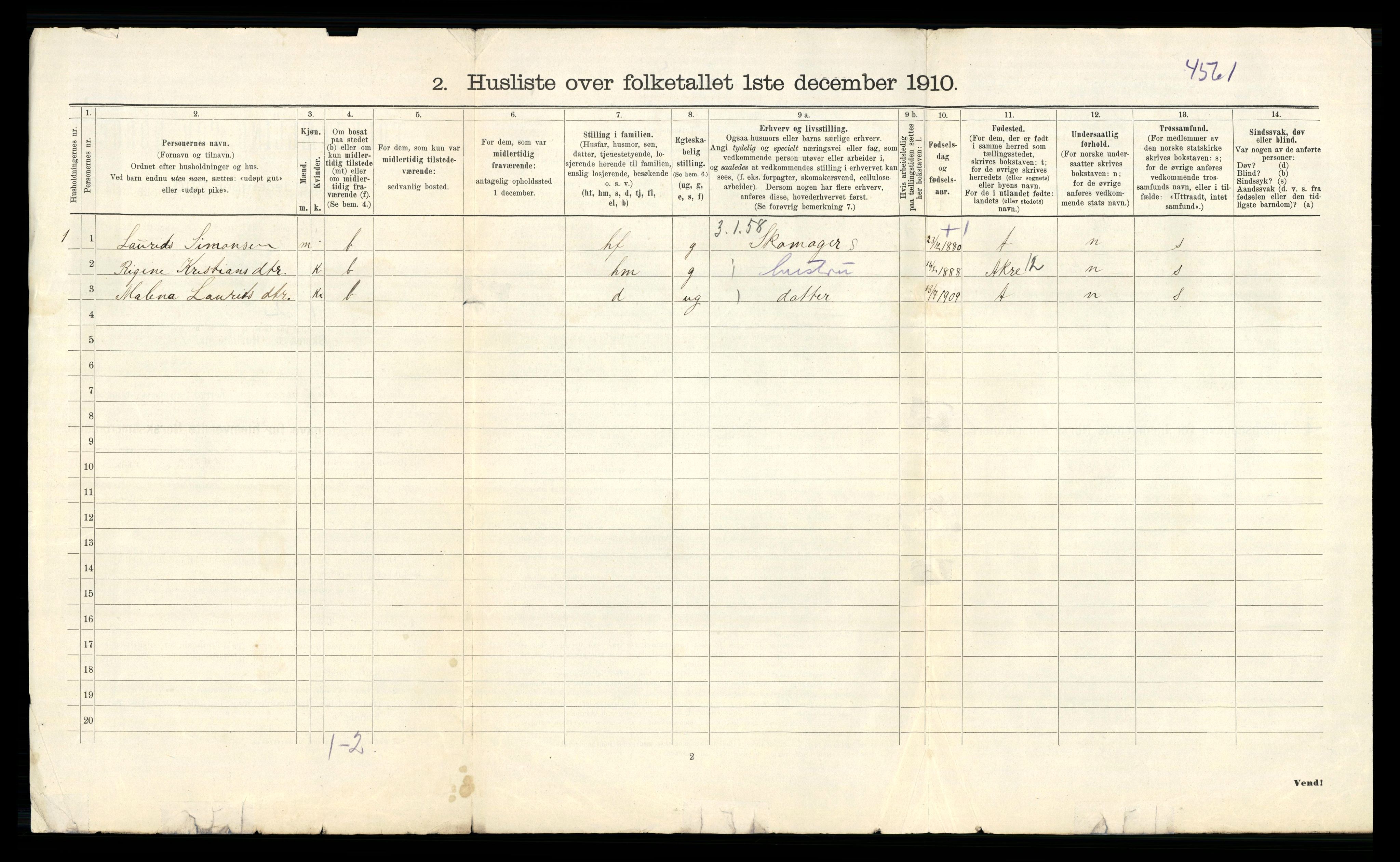 RA, 1910 census for Skudenes, 1910, p. 38