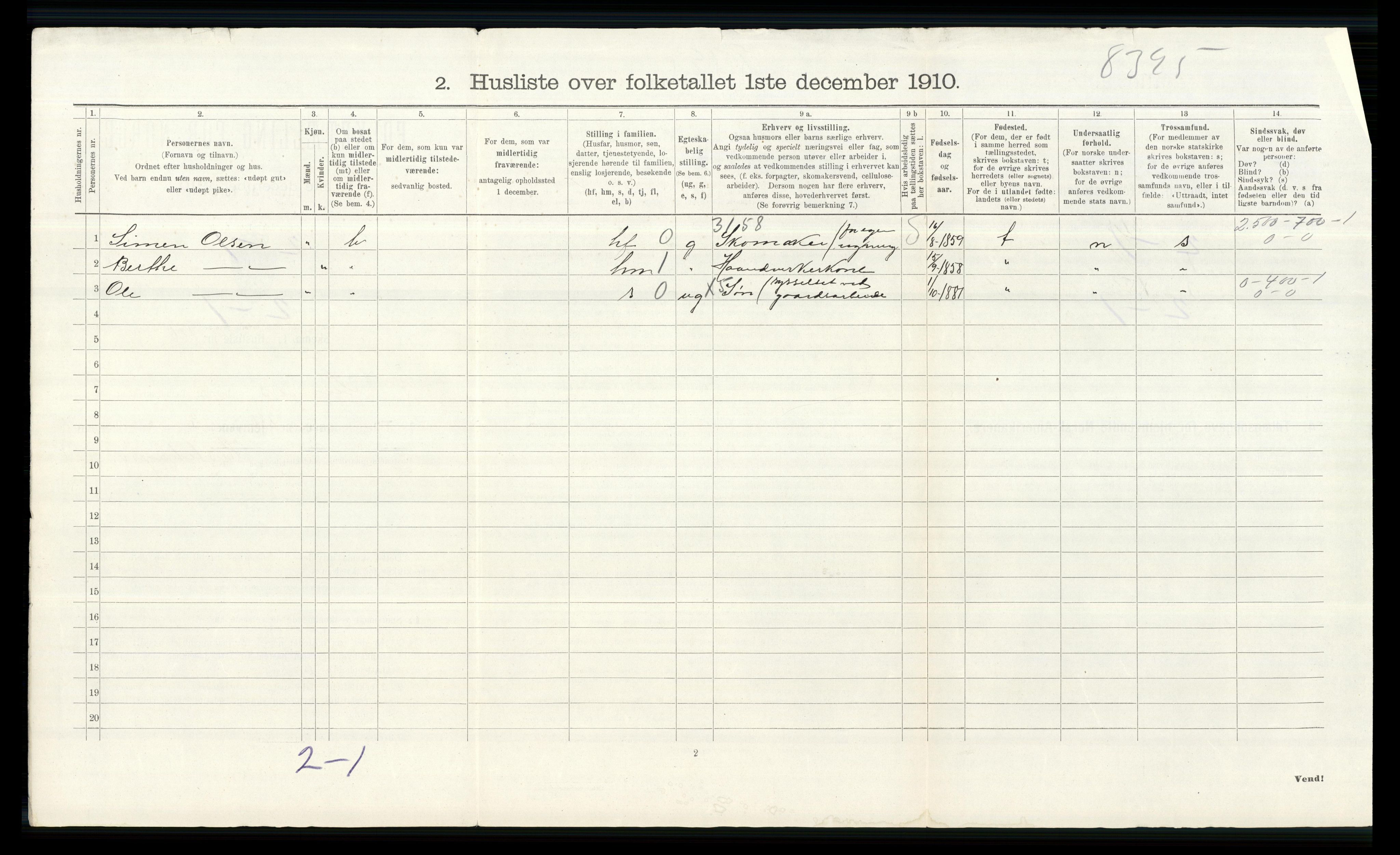 RA, 1910 census for Furnes, 1910, p. 739