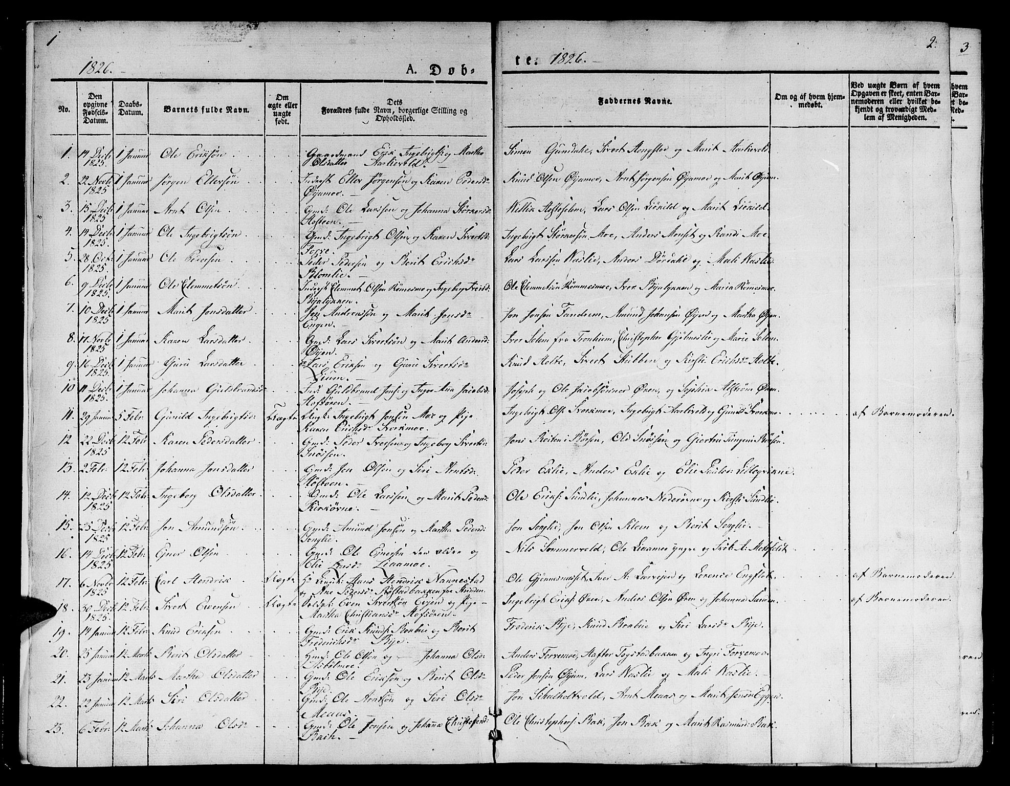 Ministerialprotokoller, klokkerbøker og fødselsregistre - Sør-Trøndelag, SAT/A-1456/668/L0804: Parish register (official) no. 668A04, 1826-1839, p. 2