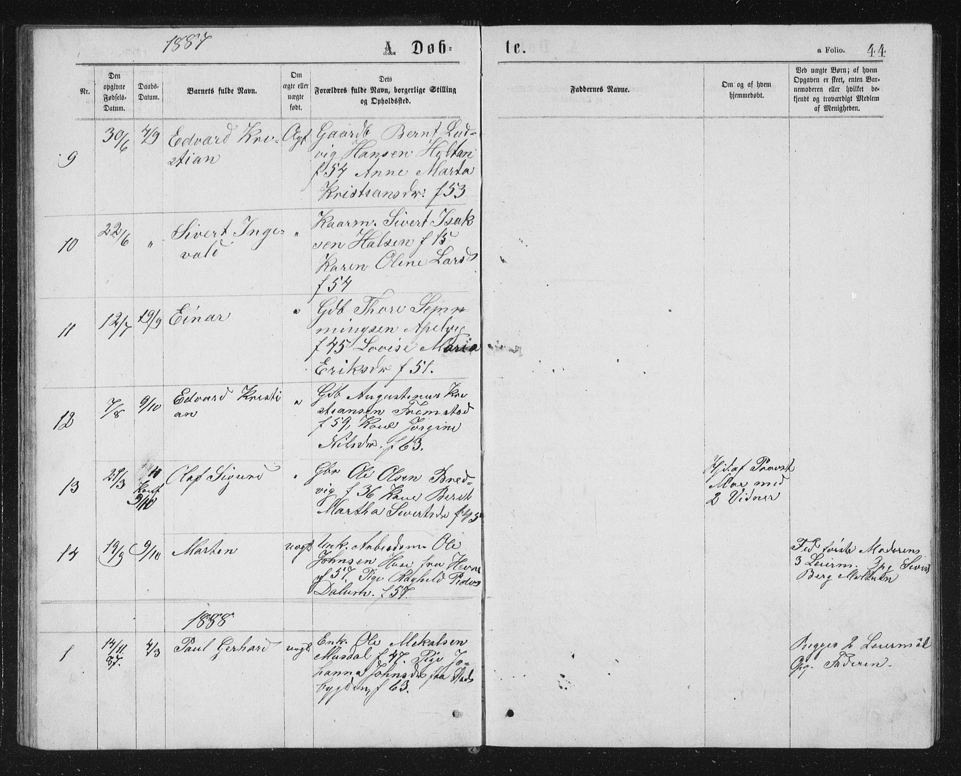 Ministerialprotokoller, klokkerbøker og fødselsregistre - Sør-Trøndelag, SAT/A-1456/662/L0756: Parish register (copy) no. 662C01, 1869-1891, p. 44