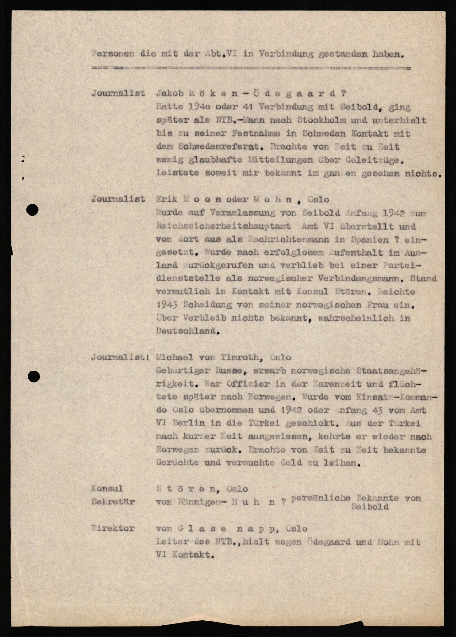 Forsvaret, Forsvarets overkommando II, AV/RA-RAFA-3915/D/Db/L0018: CI Questionaires. Tyske okkupasjonsstyrker i Norge. Tyskere., 1945-1946, p. 100