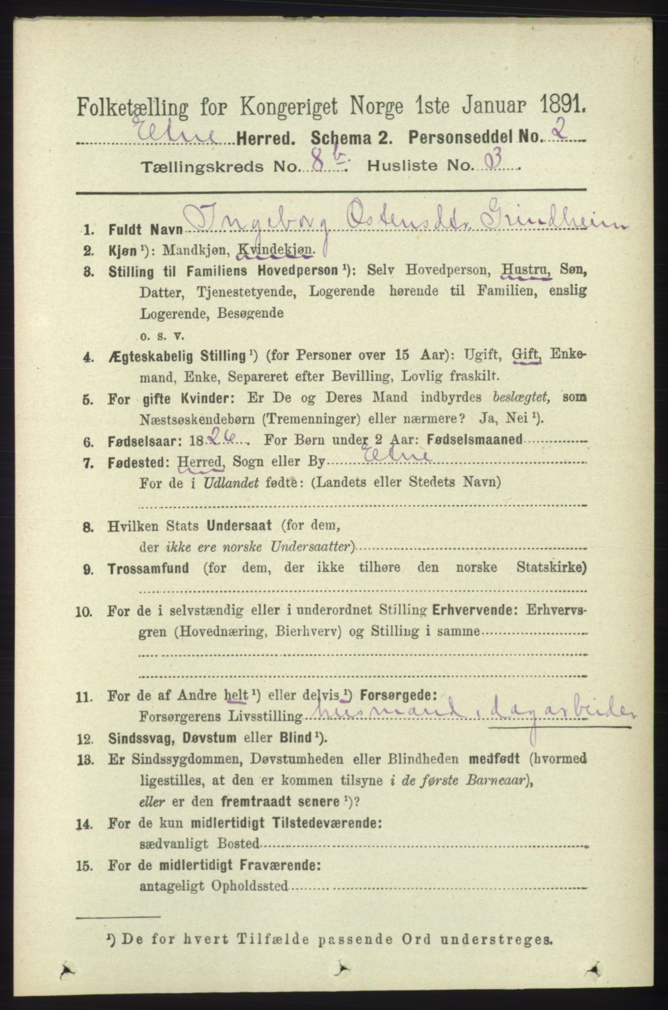 RA, 1891 census for 1211 Etne, 1891, p. 1628