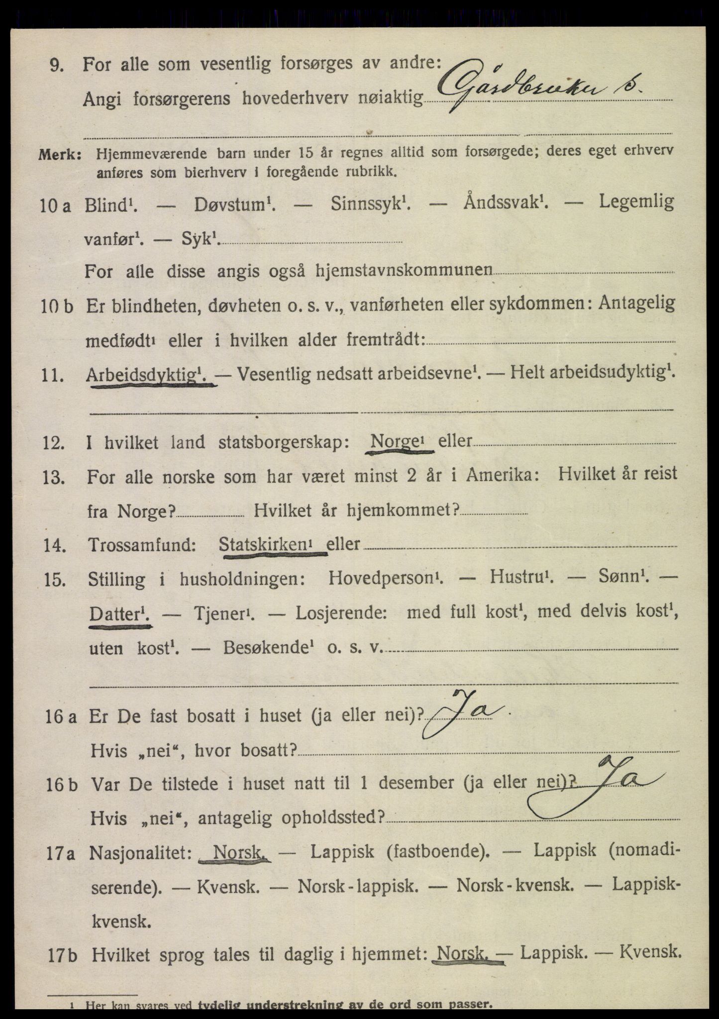 SAT, 1920 census for Sparbu, 1920, p. 1942