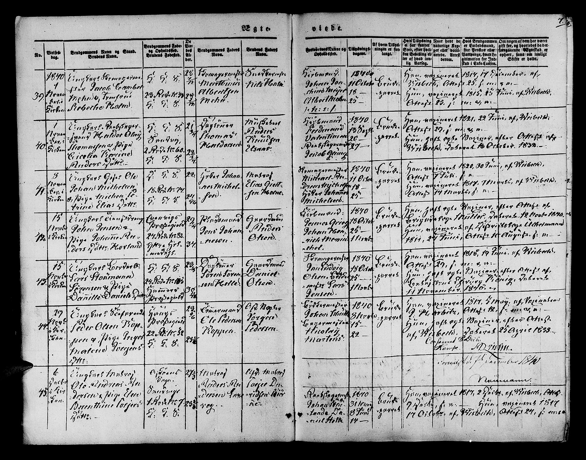 Korskirken sokneprestembete, SAB/A-76101/H/Hab: Parish register (copy) no. D 1, 1840-1867, p. 7