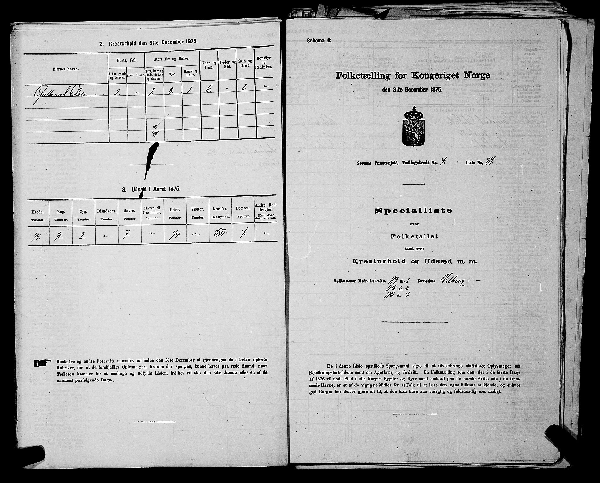 RA, 1875 census for 0226P Sørum, 1875, p. 628