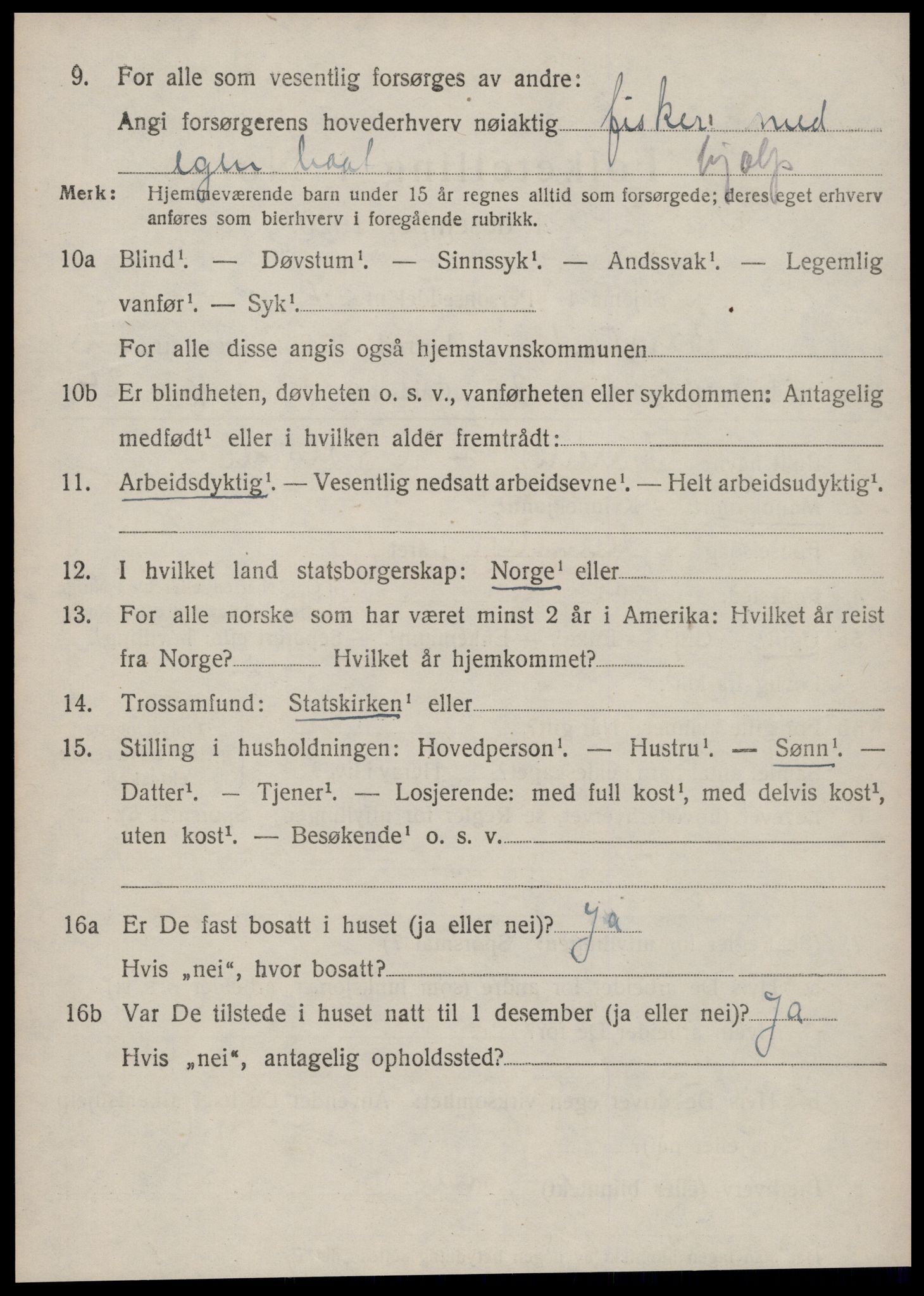 SAT, 1920 census for Borgund, 1920, p. 15423