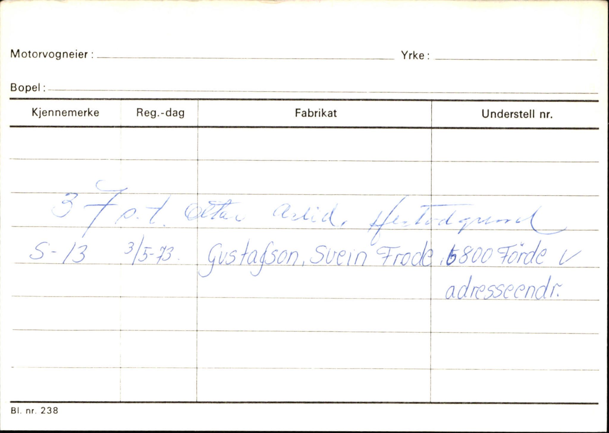 Statens vegvesen, Sogn og Fjordane vegkontor, SAB/A-5301/4/F/L0126: Eigarregister Fjaler M-Å. Leikanger A-Å, 1945-1975, p. 1254