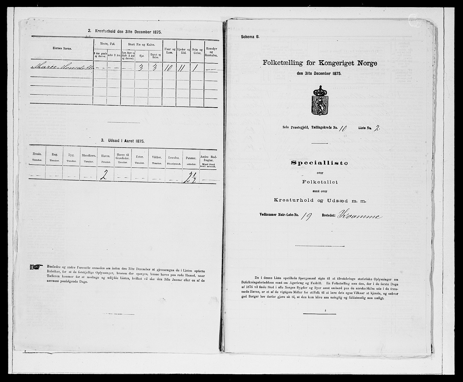 SAB, 1875 Census for 1441P Selje, 1875, p. 1224