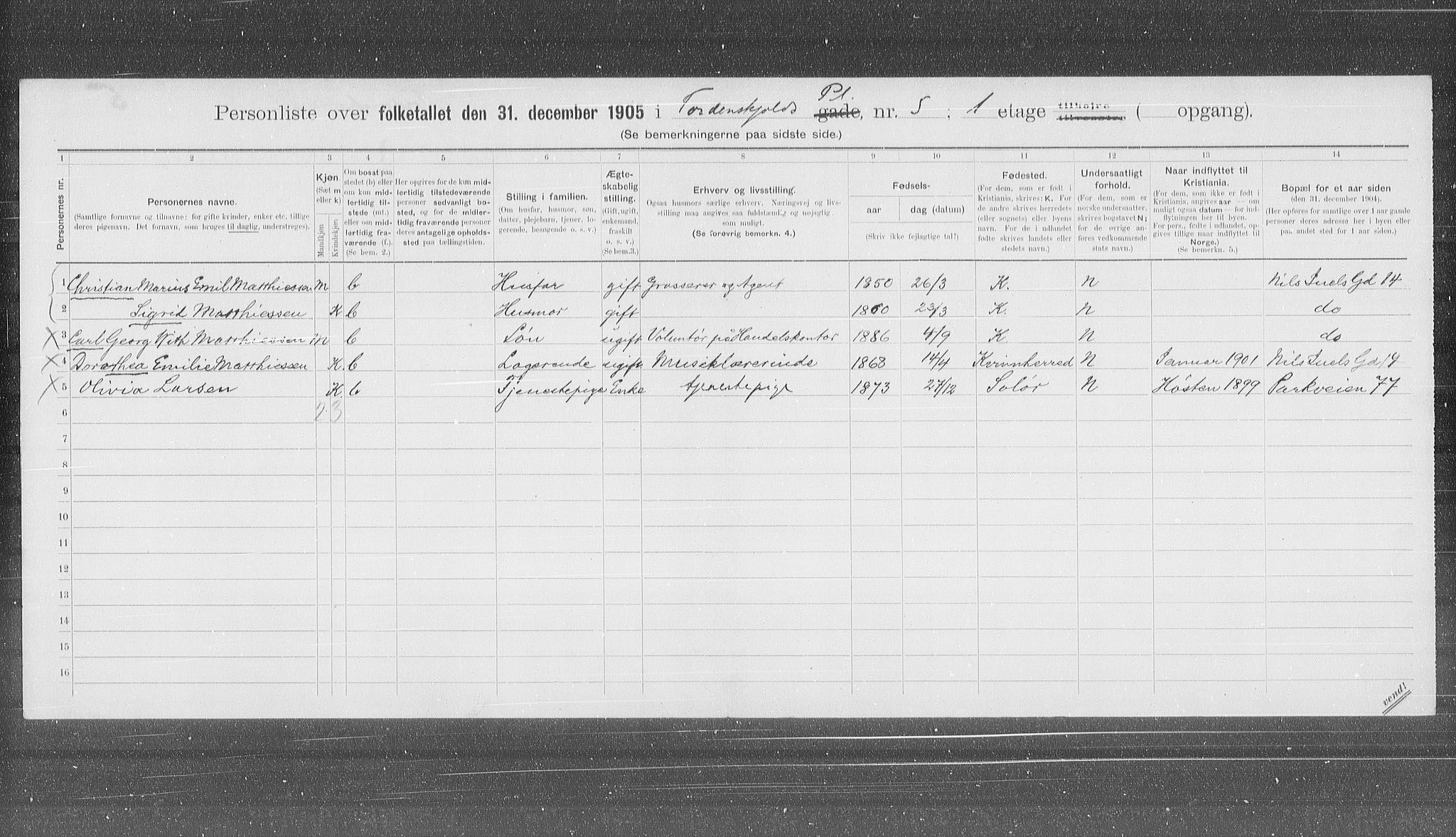 OBA, Municipal Census 1905 for Kristiania, 1905, p. 59776