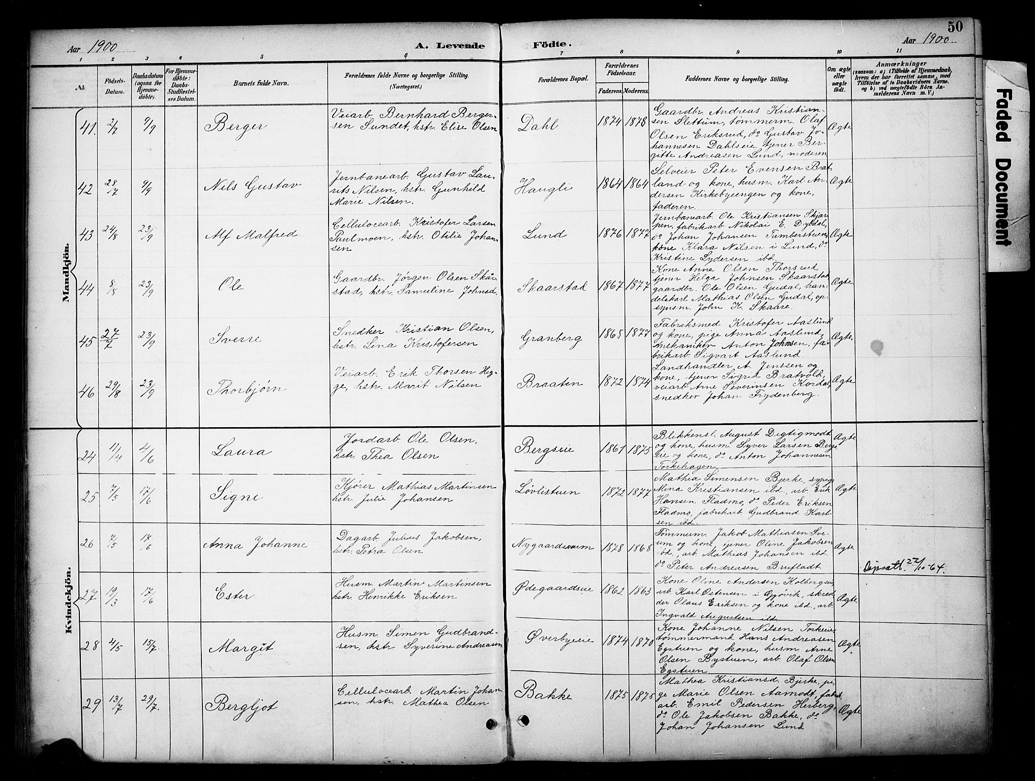 Vardal prestekontor, SAH/PREST-100/H/Ha/Haa/L0012: Parish register (official) no. 12, 1893-1904, p. 50