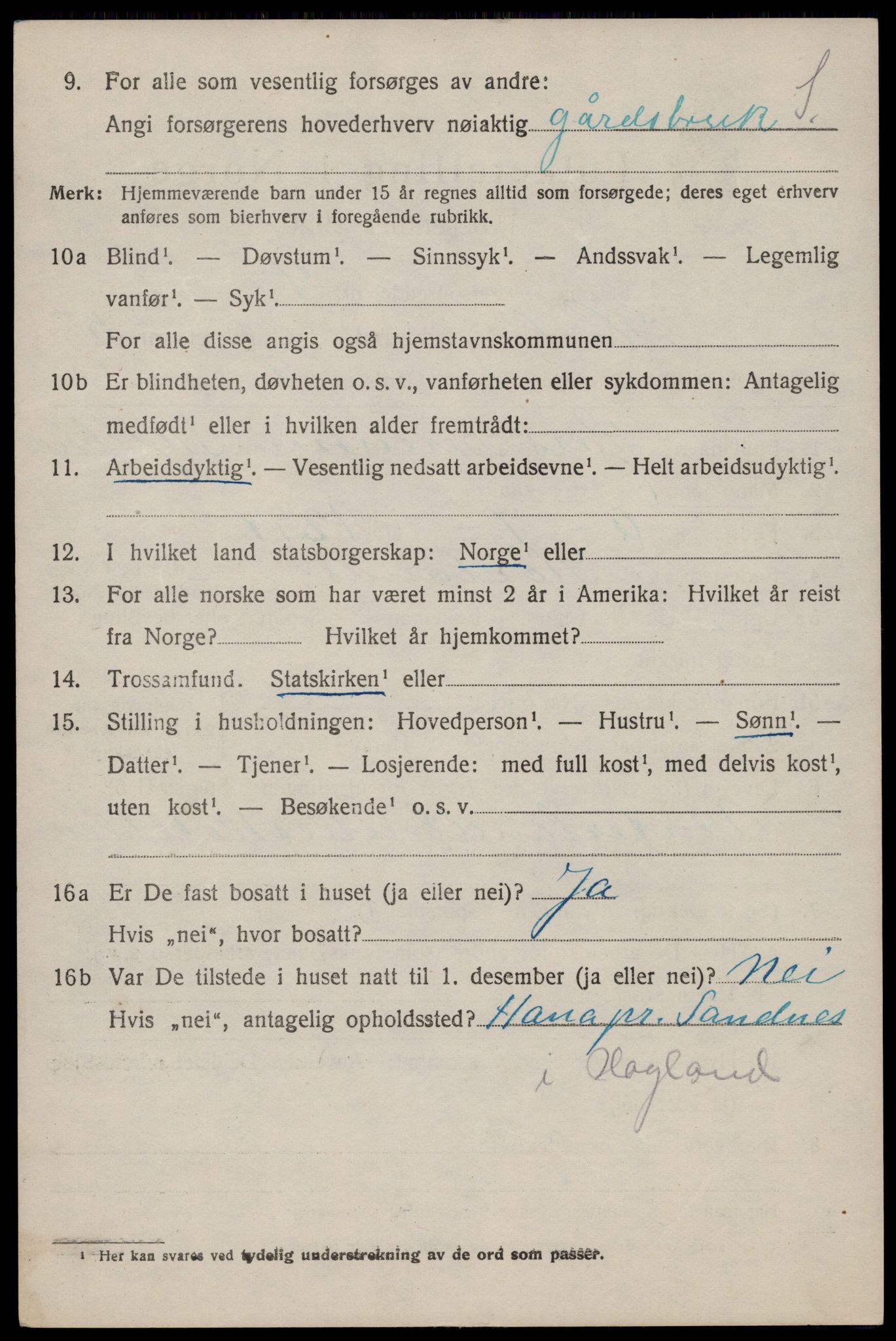 SAST, 1920 census for Høyland, 1920, p. 3727