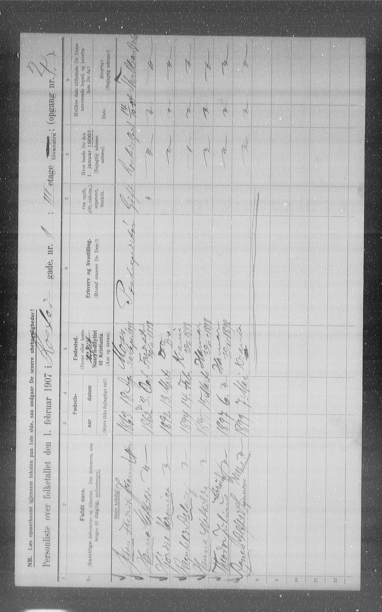 OBA, Municipal Census 1907 for Kristiania, 1907, p. 42945