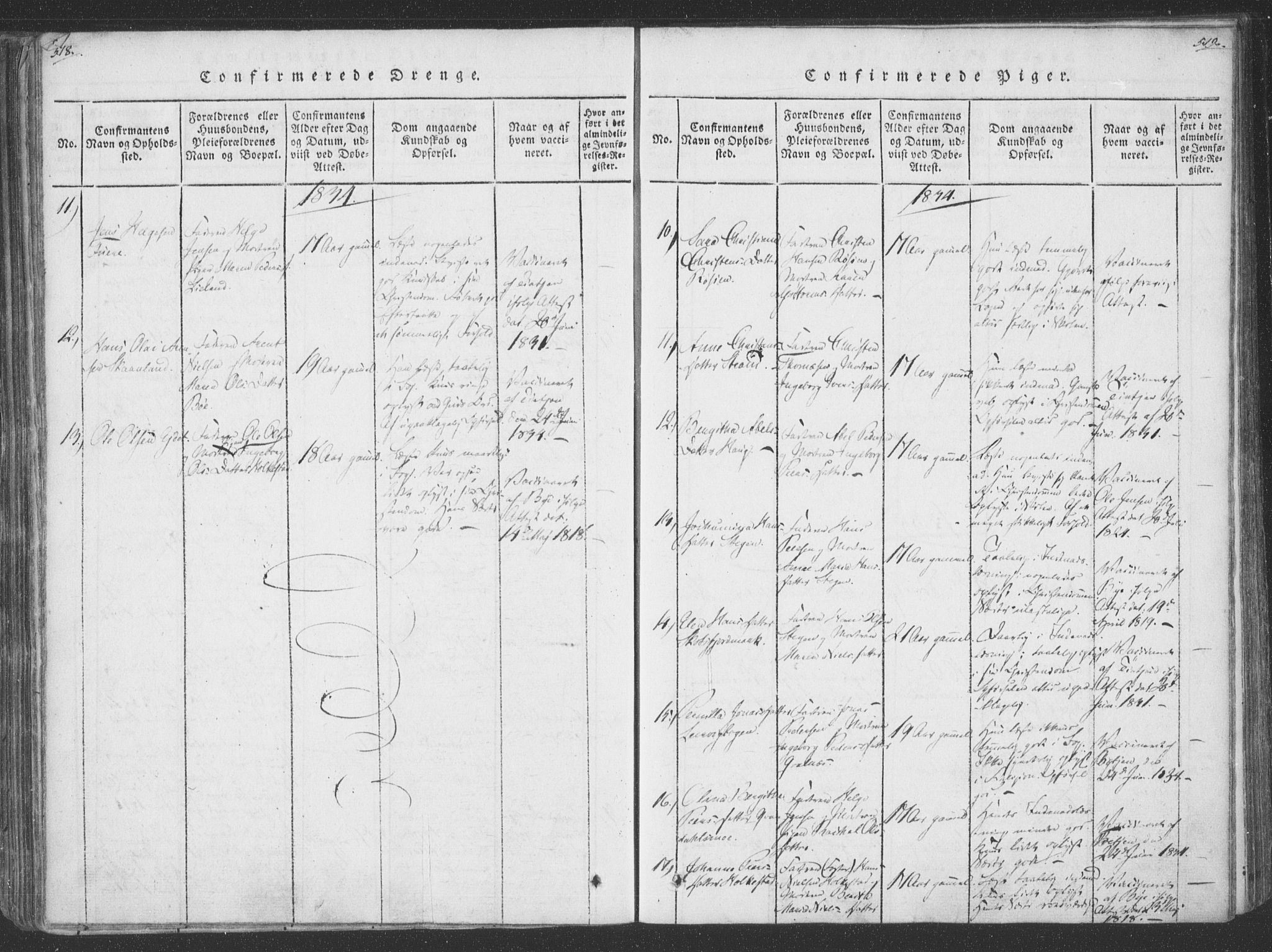Ministerialprotokoller, klokkerbøker og fødselsregistre - Nordland, SAT/A-1459/855/L0798: Parish register (official) no. 855A06, 1821-1835, p. 518-519