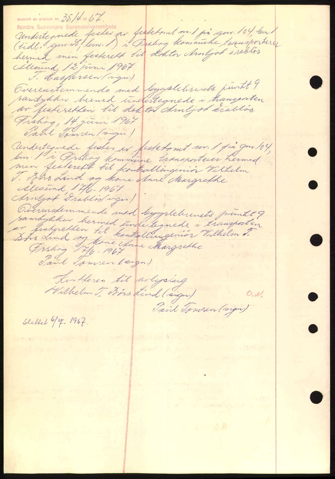 Nordre Sunnmøre sorenskriveri, SAT/A-0006/1/2/2C/2Ca: Mortgage book no. A11, 1941-1941, Diary no: : 1065/1941