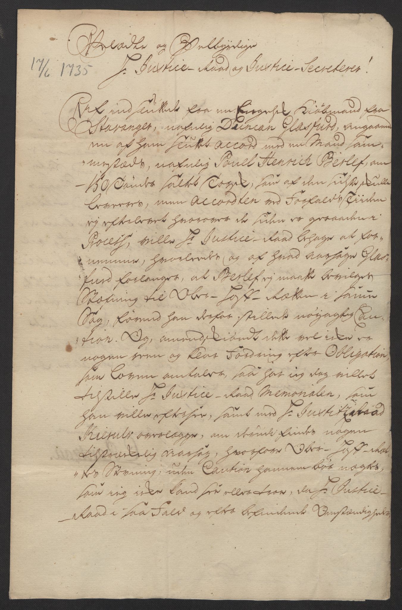 Stattholderembetet 1572-1771, AV/RA-EA-2870/Ef/L0108: Brev fra embetsmenn og andre, 1735-1736, p. 42