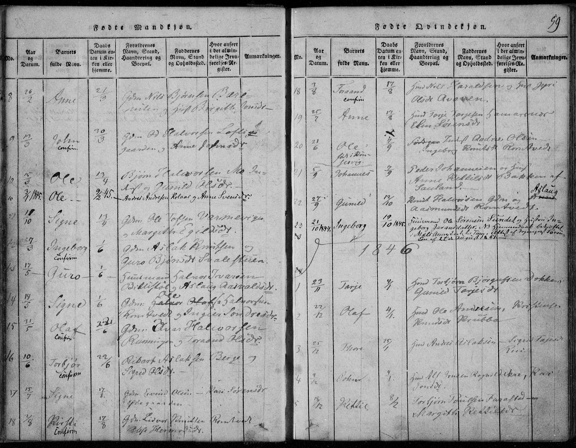 Rauland kirkebøker, AV/SAKO-A-292/F/Fa/L0001: Parish register (official) no. I 1, 1814-1859, p. 59