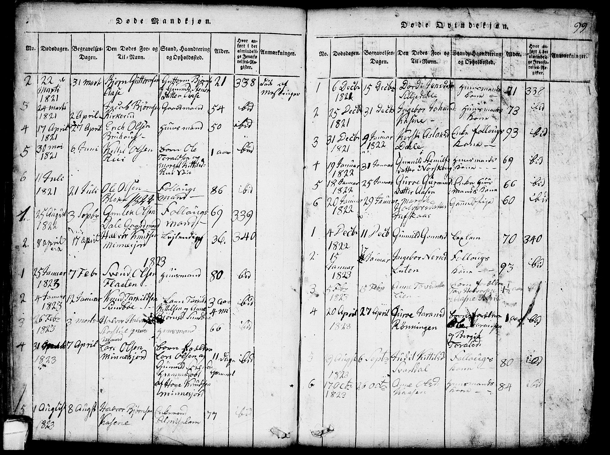 Seljord kirkebøker, SAKO/A-20/G/Gb/L0002: Parish register (copy) no. II 2, 1815-1854, p. 99