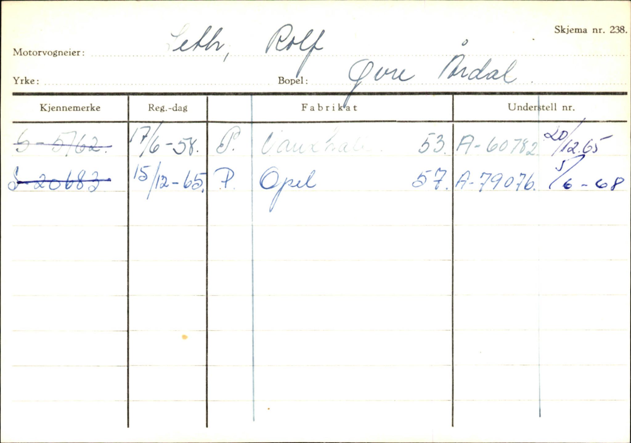 Statens vegvesen, Sogn og Fjordane vegkontor, SAB/A-5301/4/F/L0146: Registerkort Årdal R-Å samt diverse kort, 1945-1975, p. 284