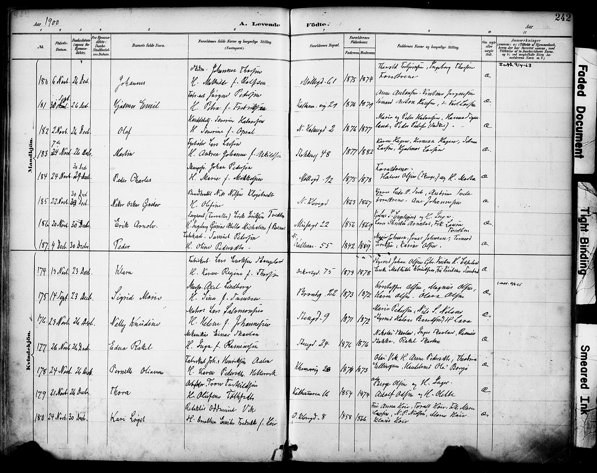 Domkirken sokneprestkontor, SAST/A-101812/001/30/30BA/L0030: Parish register (official) no. A 29, 1889-1902, p. 242