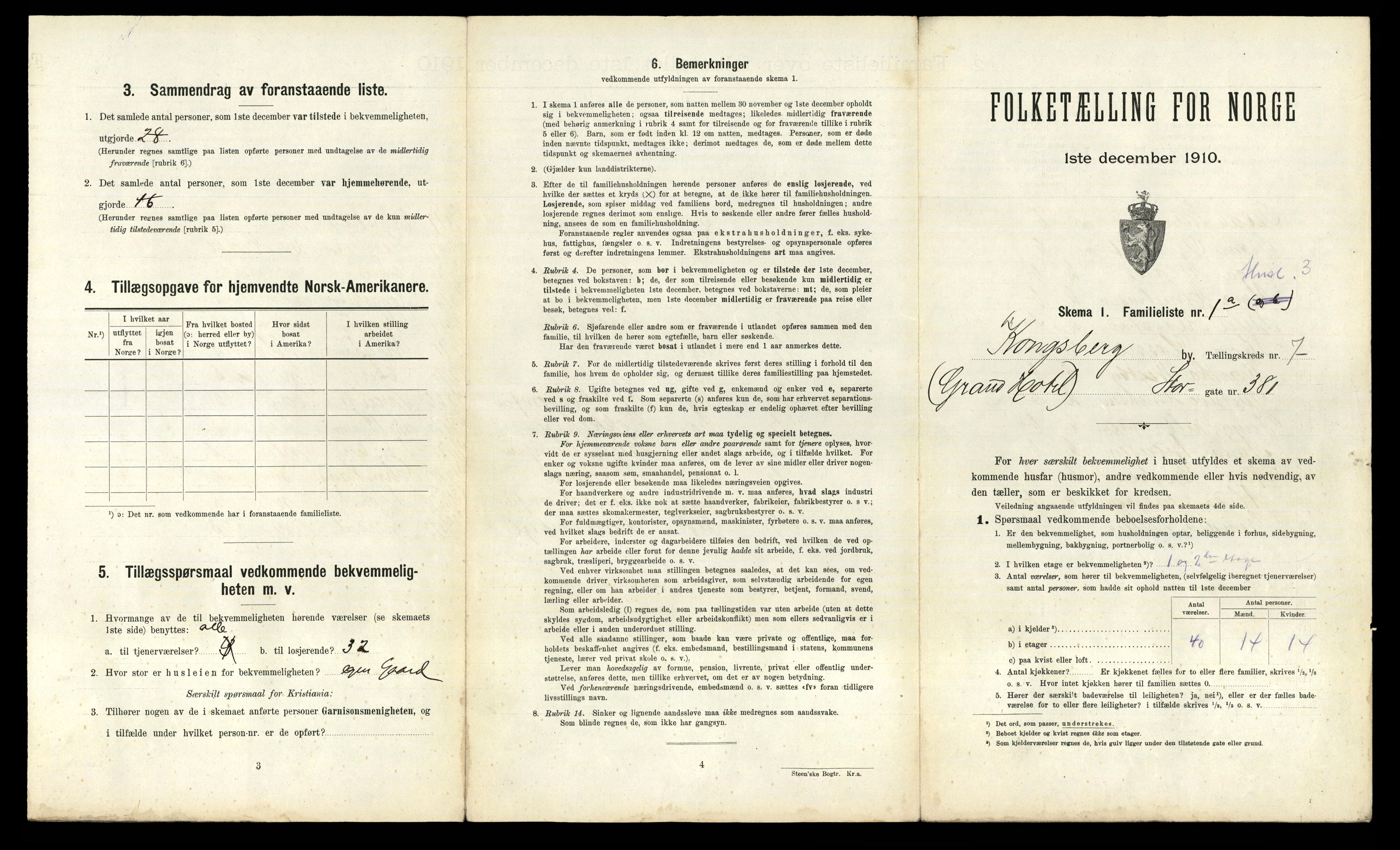 RA, 1910 census for Kongsberg, 1910, p. 3268