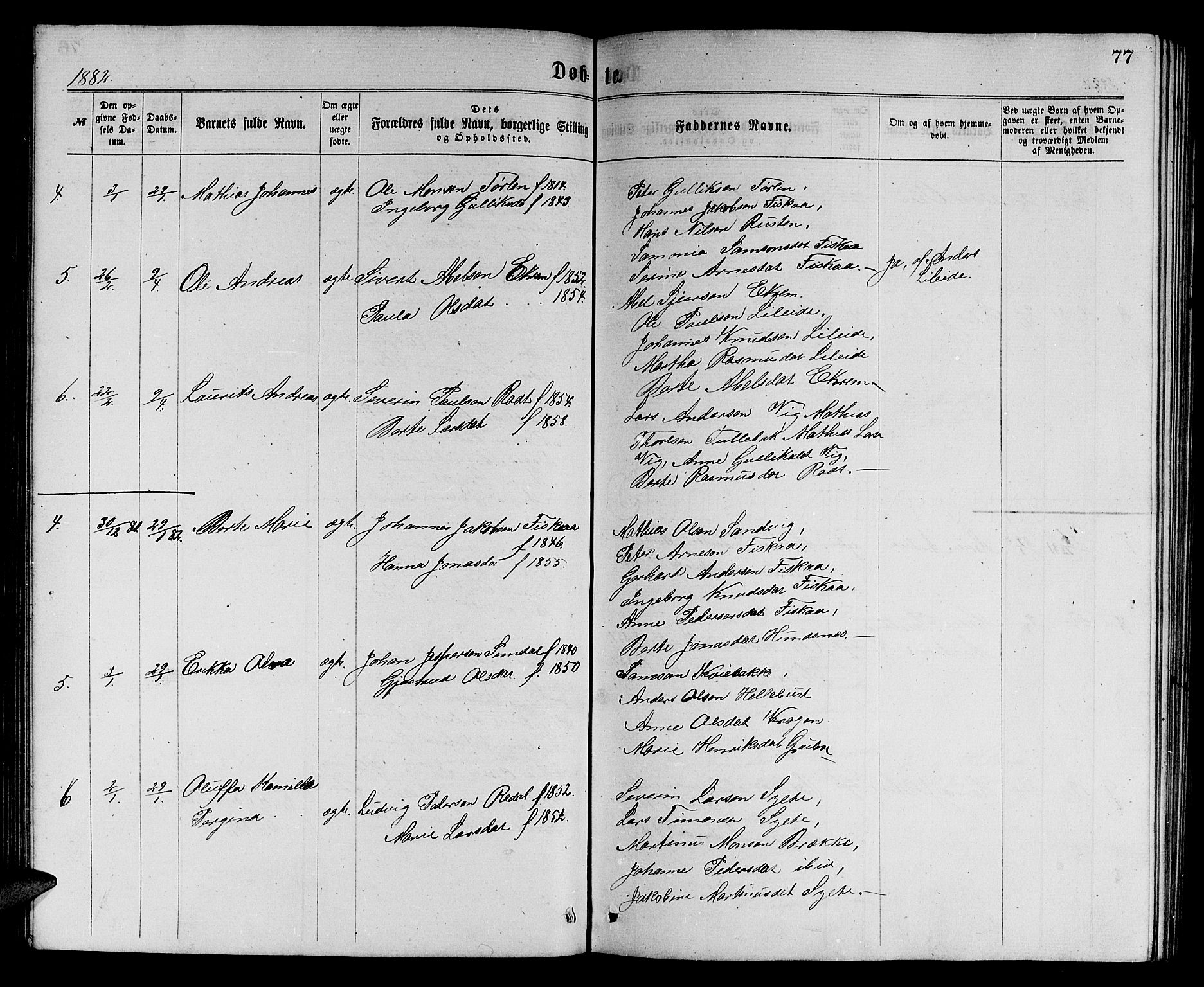 Ministerialprotokoller, klokkerbøker og fødselsregistre - Møre og Romsdal, SAT/A-1454/501/L0016: Parish register (copy) no. 501C02, 1868-1884, p. 77