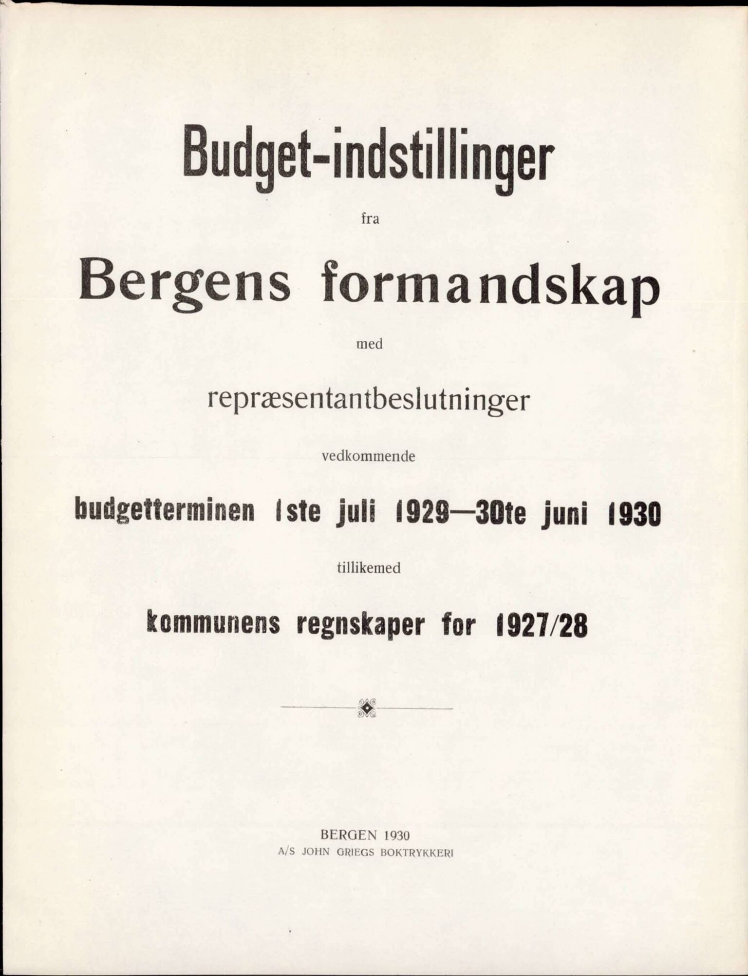 Bergen kommune. Formannskapet, BBA/A-0003/Ad/L0119: Bergens Kommuneforhandlinger, bind II, 1929