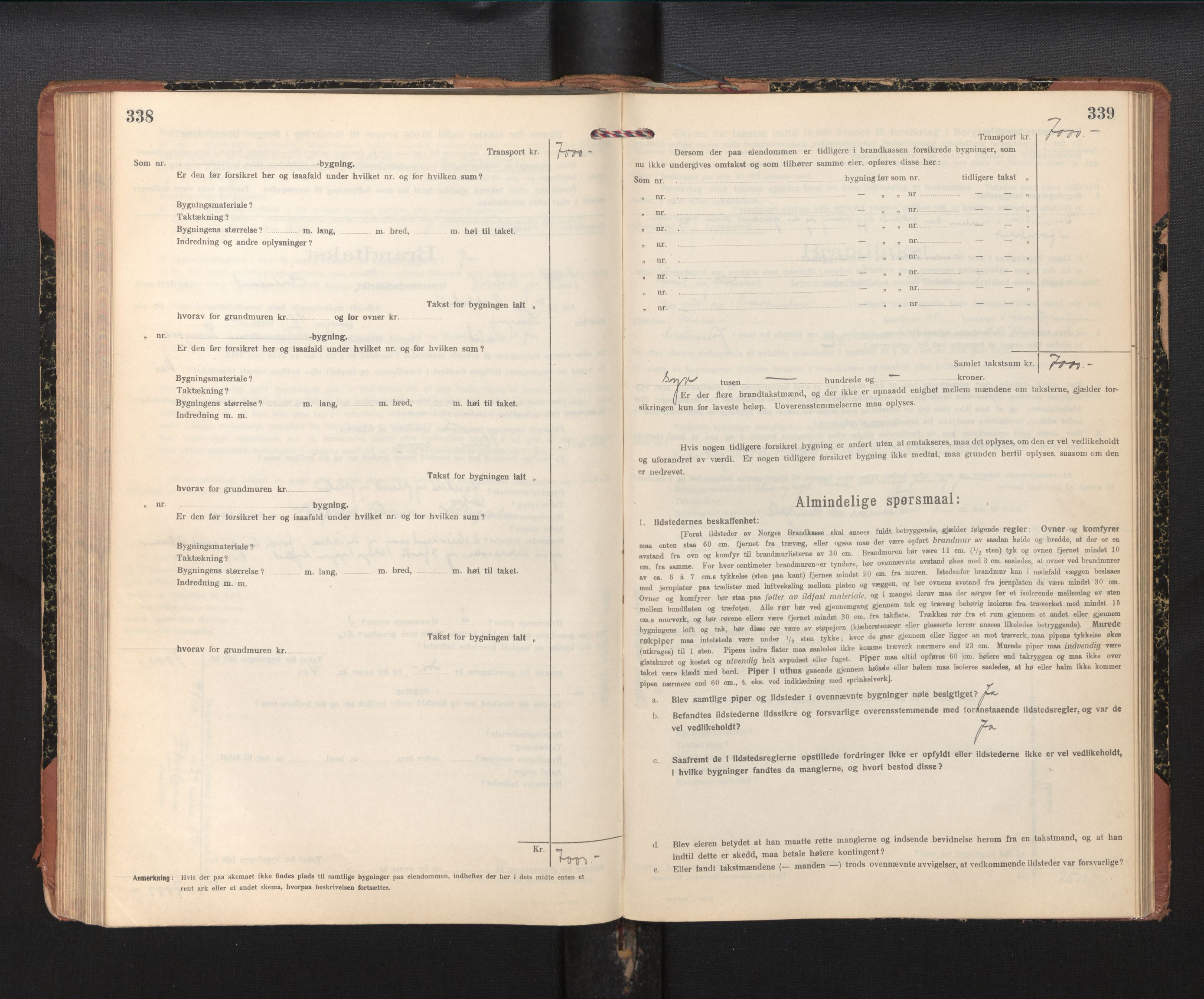 Lensmannen i Sund og Austevoll, SAB/A-35201/0012/L0004: Branntakstprotokoll, skjematakst, 1917-1949, p. 338-339