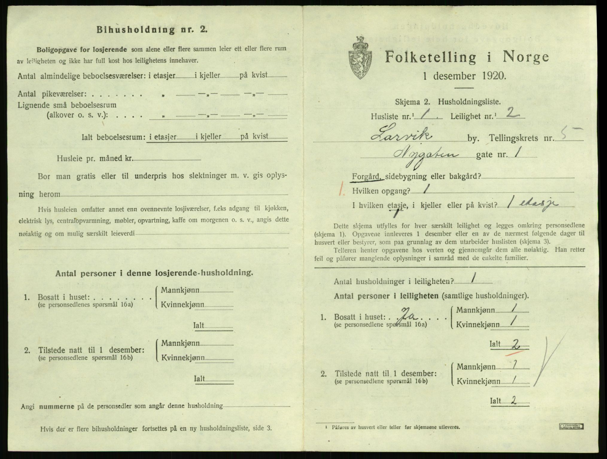 SAKO, 1920 census for Larvik, 1920, p. 4856
