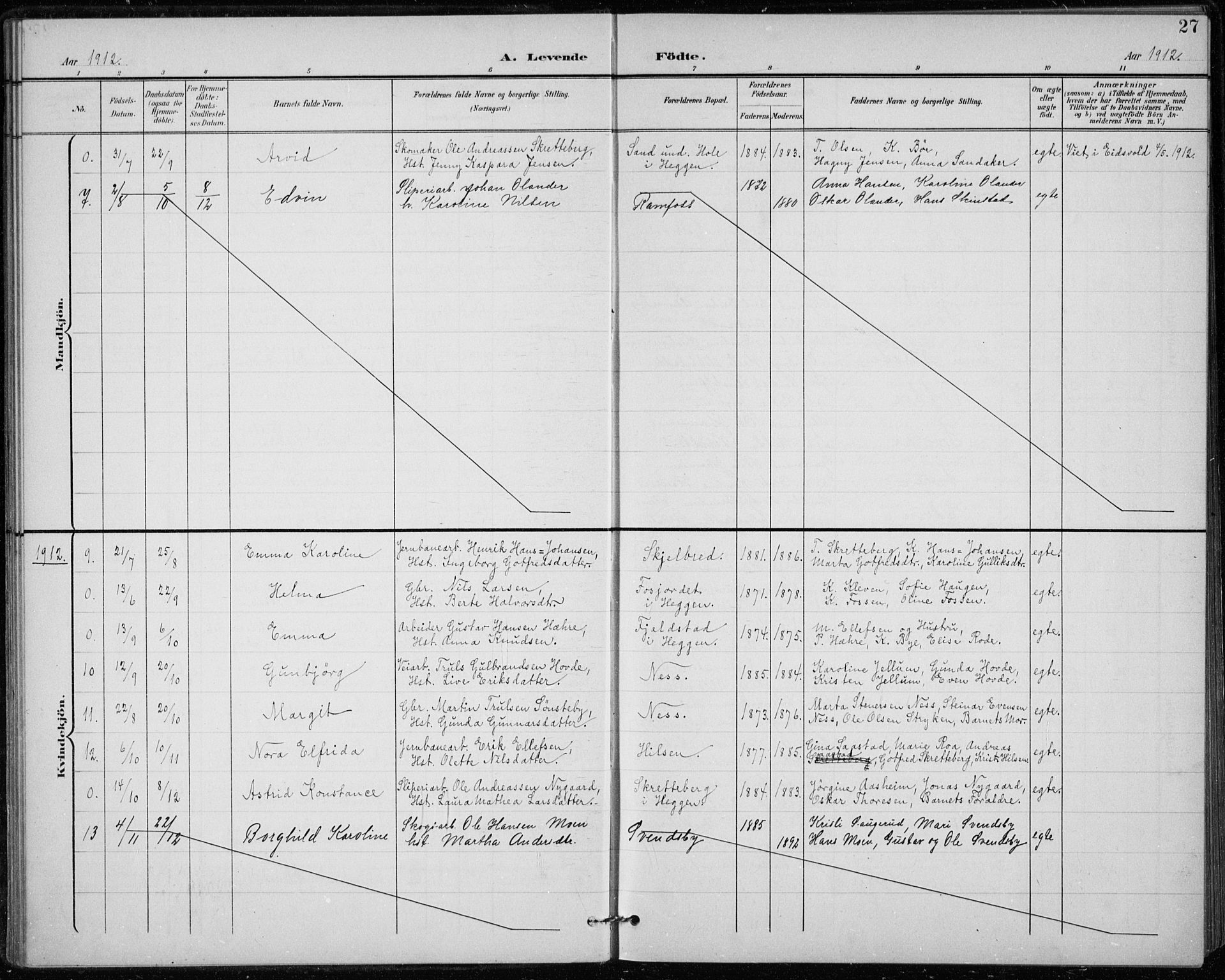 Modum kirkebøker, AV/SAKO-A-234/F/Fa/L0020: Parish register (official) no. 20, 1900-1917, p. 27