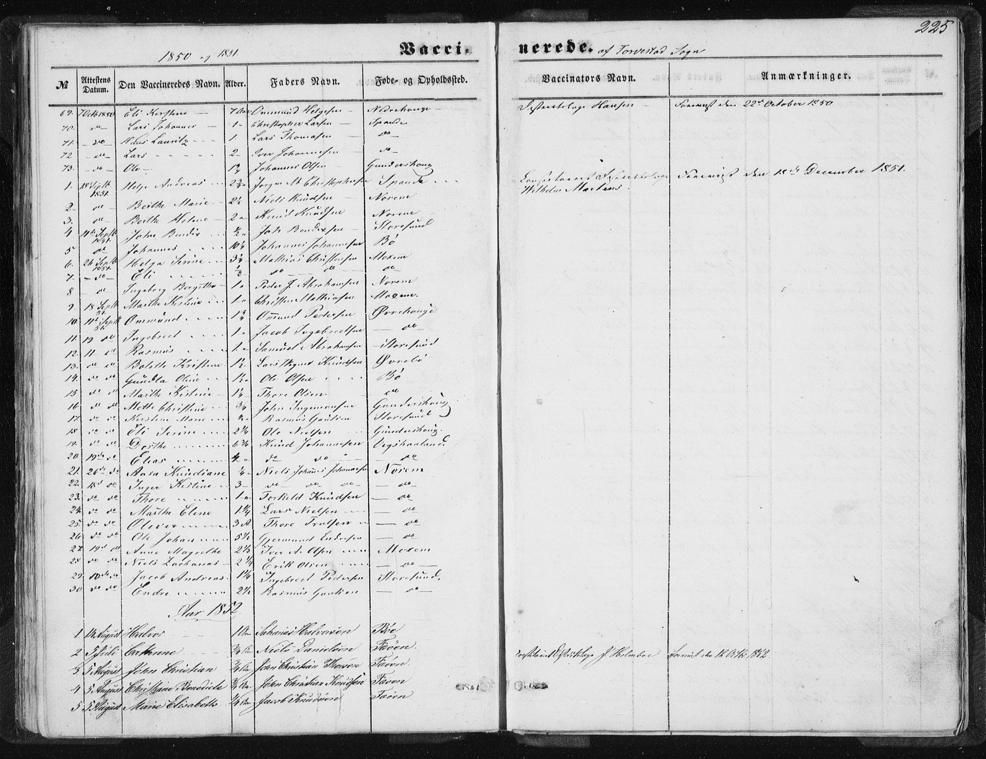 Torvastad sokneprestkontor, AV/SAST-A -101857/H/Ha/Haa/L0008: Parish register (official) no. A 8, 1847-1856, p. 225