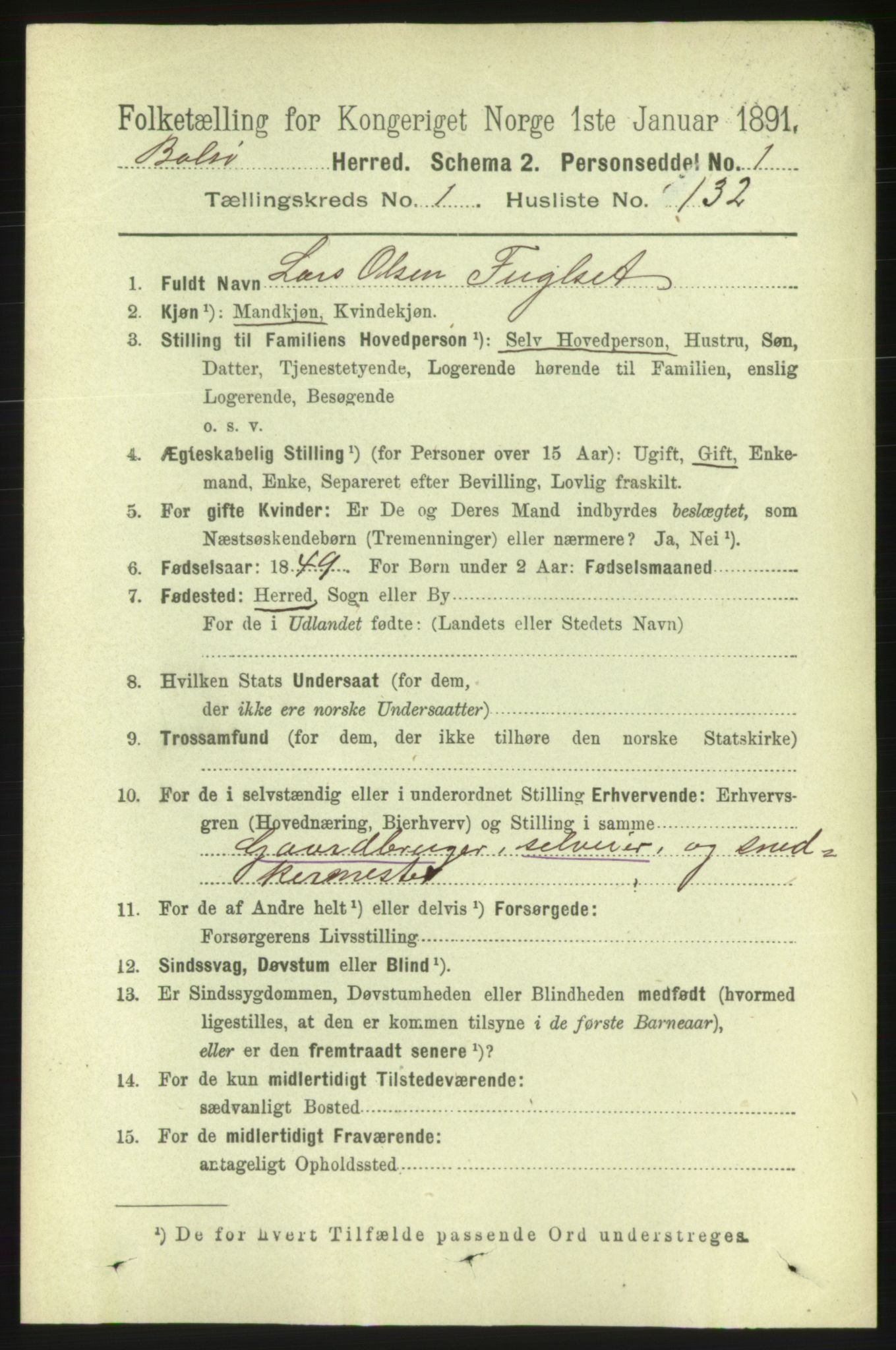 RA, 1891 census for 1544 Bolsøy, 1891, p. 838