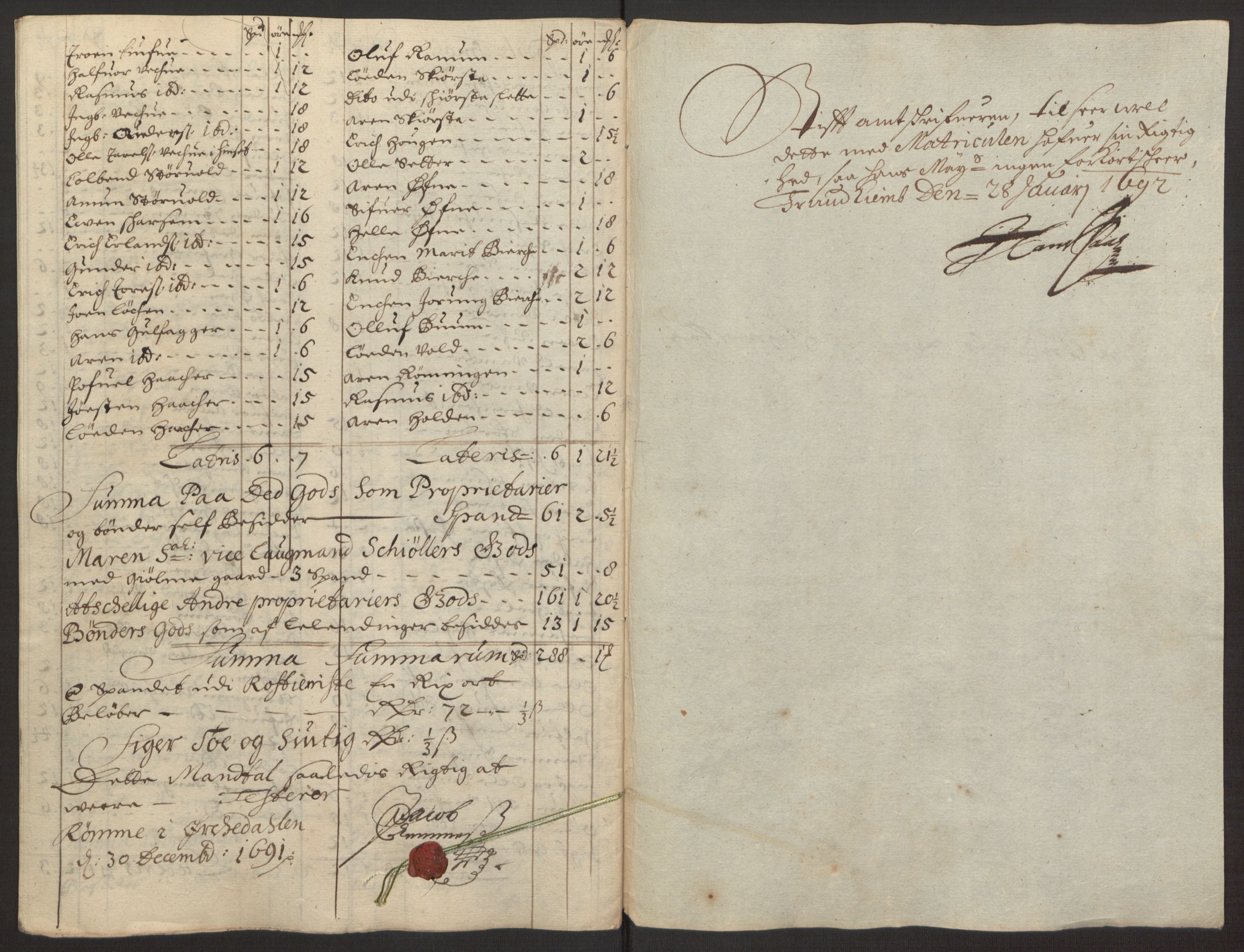 Rentekammeret inntil 1814, Reviderte regnskaper, Fogderegnskap, RA/EA-4092/R58/L3937: Fogderegnskap Orkdal, 1691-1692, p. 106