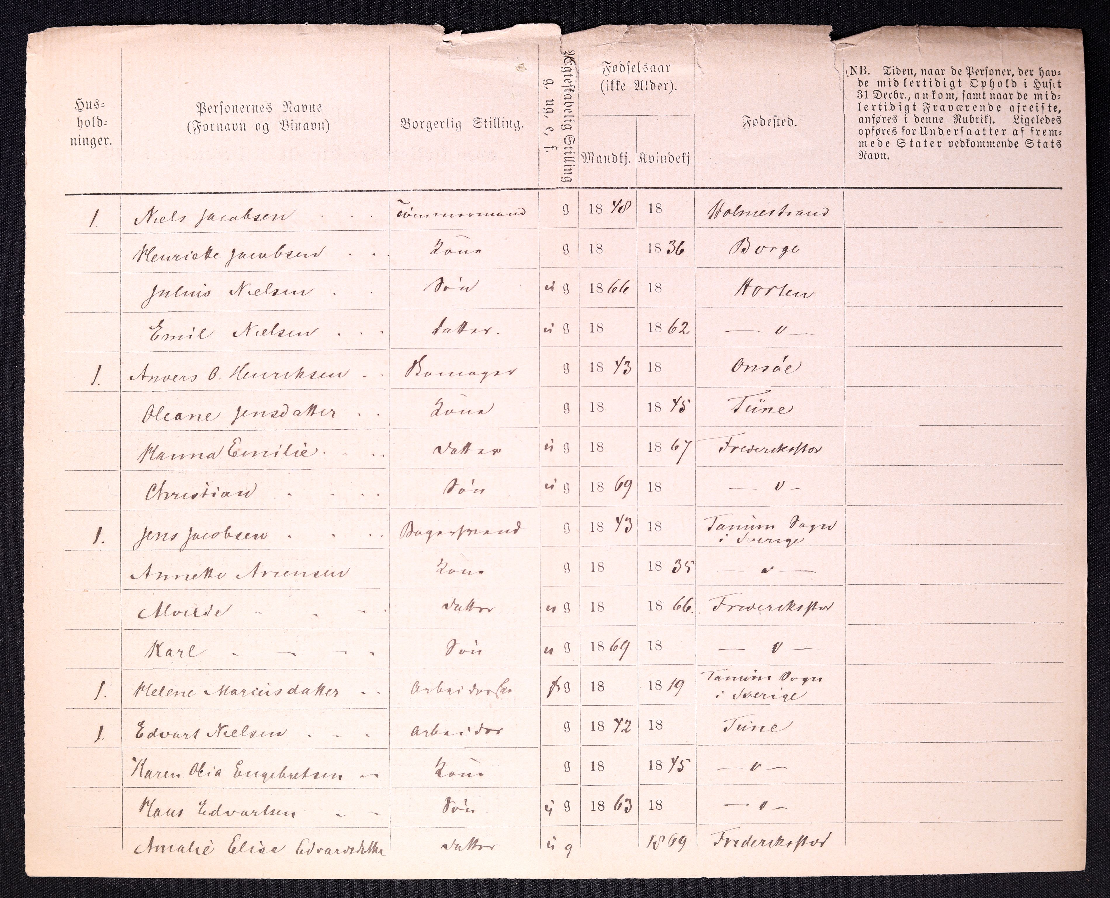 RA, 1870 census for 0103 Fredrikstad, 1870, p. 1628