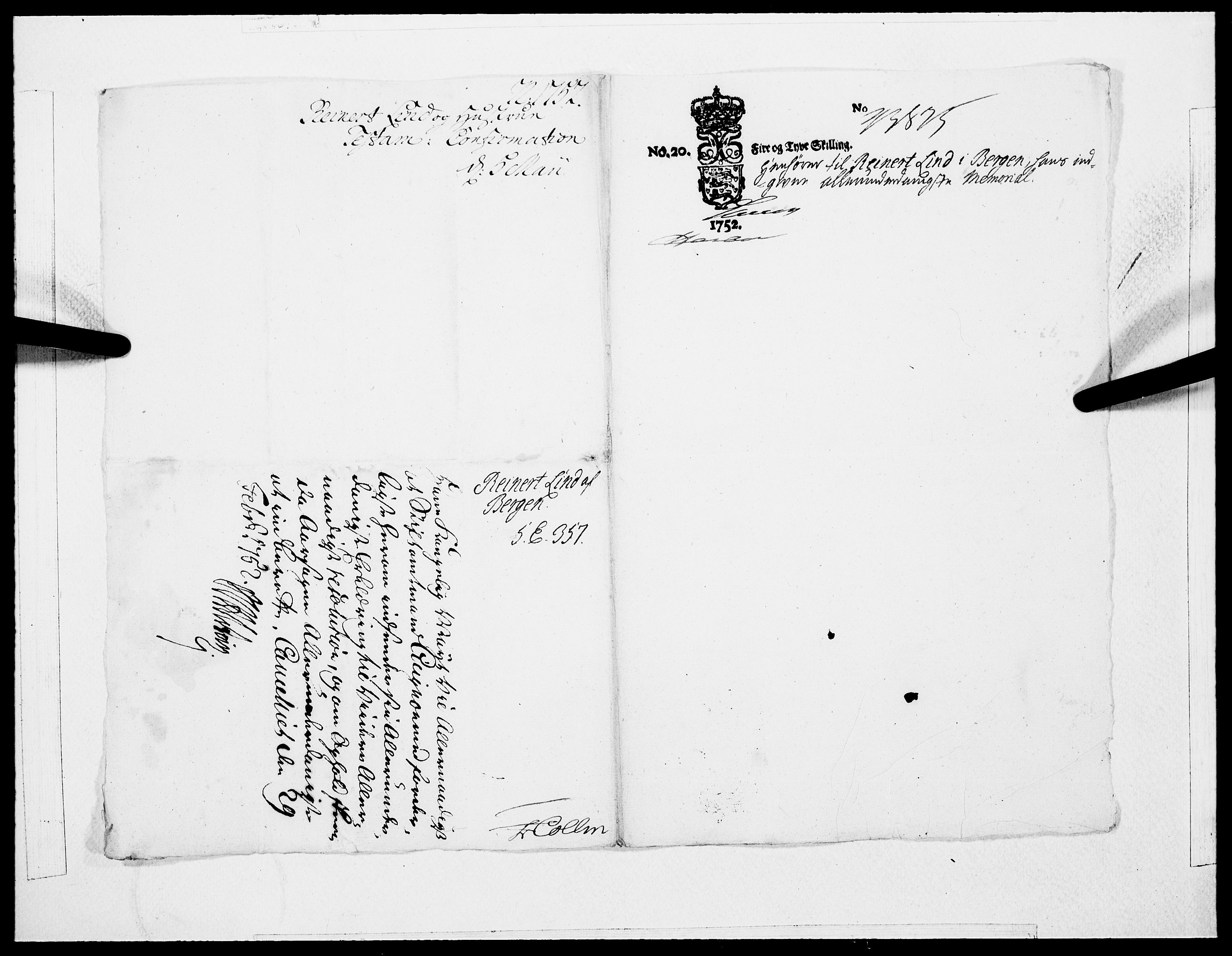 Danske Kanselli 1572-1799, RA/EA-3023/F/Fc/Fcc/Fcca/L0161: Norske innlegg 1572-1799, 1752, p. 427