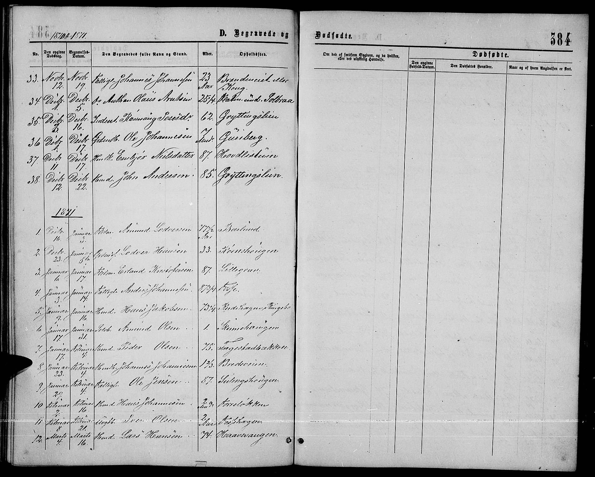 Sør-Fron prestekontor, SAH/PREST-010/H/Ha/Hab/L0002: Parish register (copy) no. 2, 1864-1883, p. 384