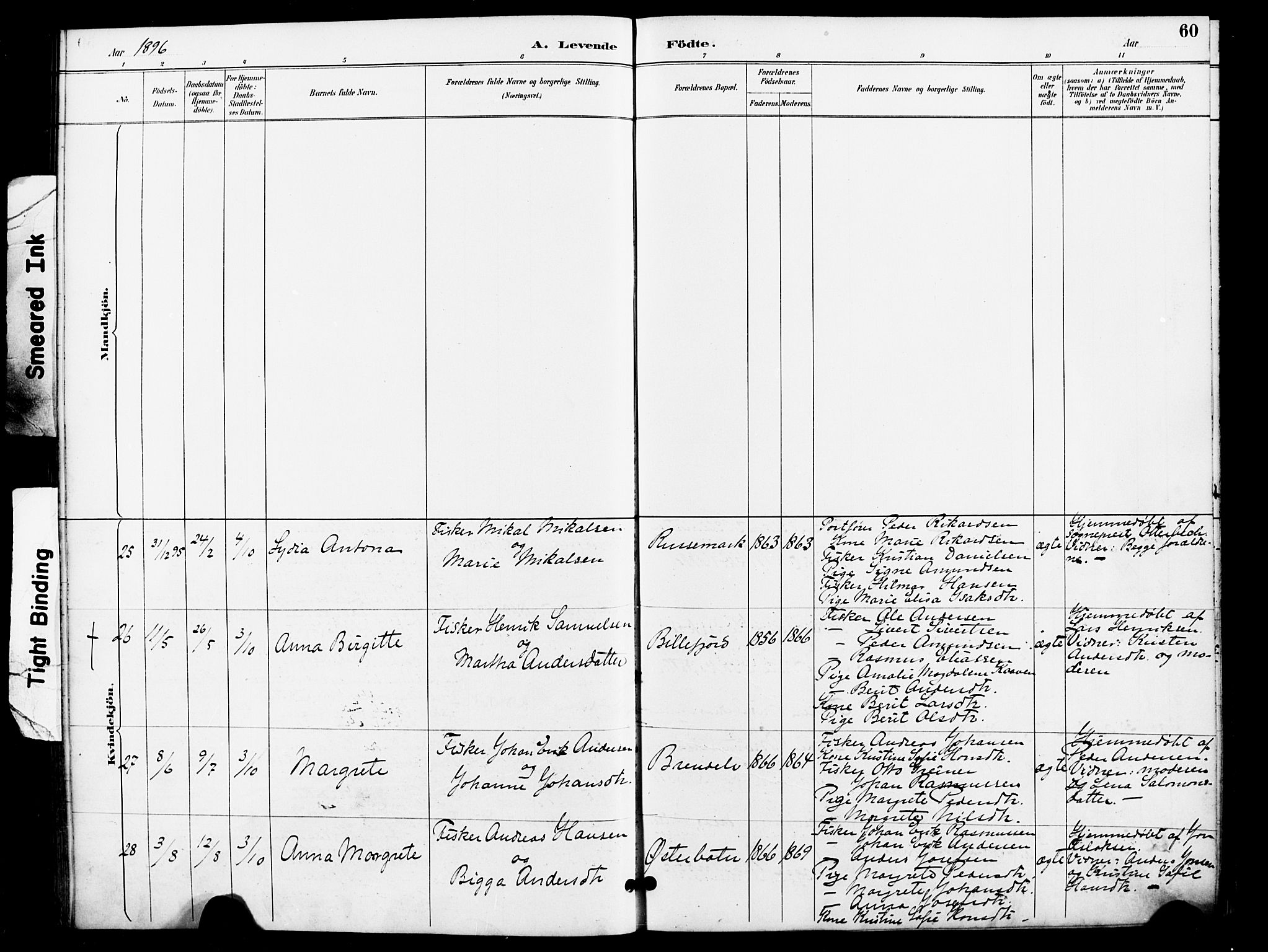 Kistrand/Porsanger sokneprestembete, AV/SATØ-S-1351/H/Ha/L0008.kirke: Parish register (official) no. 8, 1890-1898, p. 60