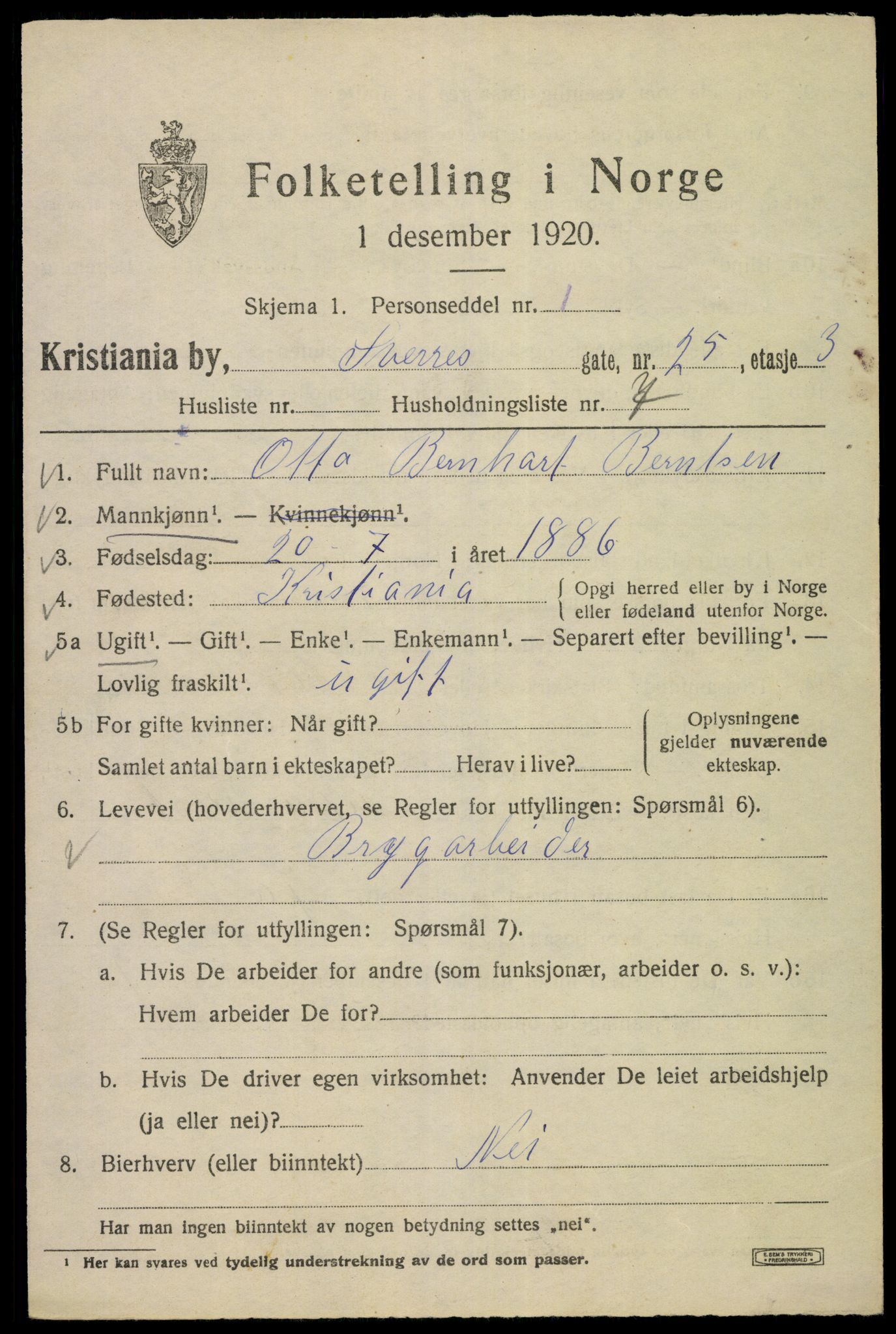 SAO, 1920 census for Kristiania, 1920, p. 560165