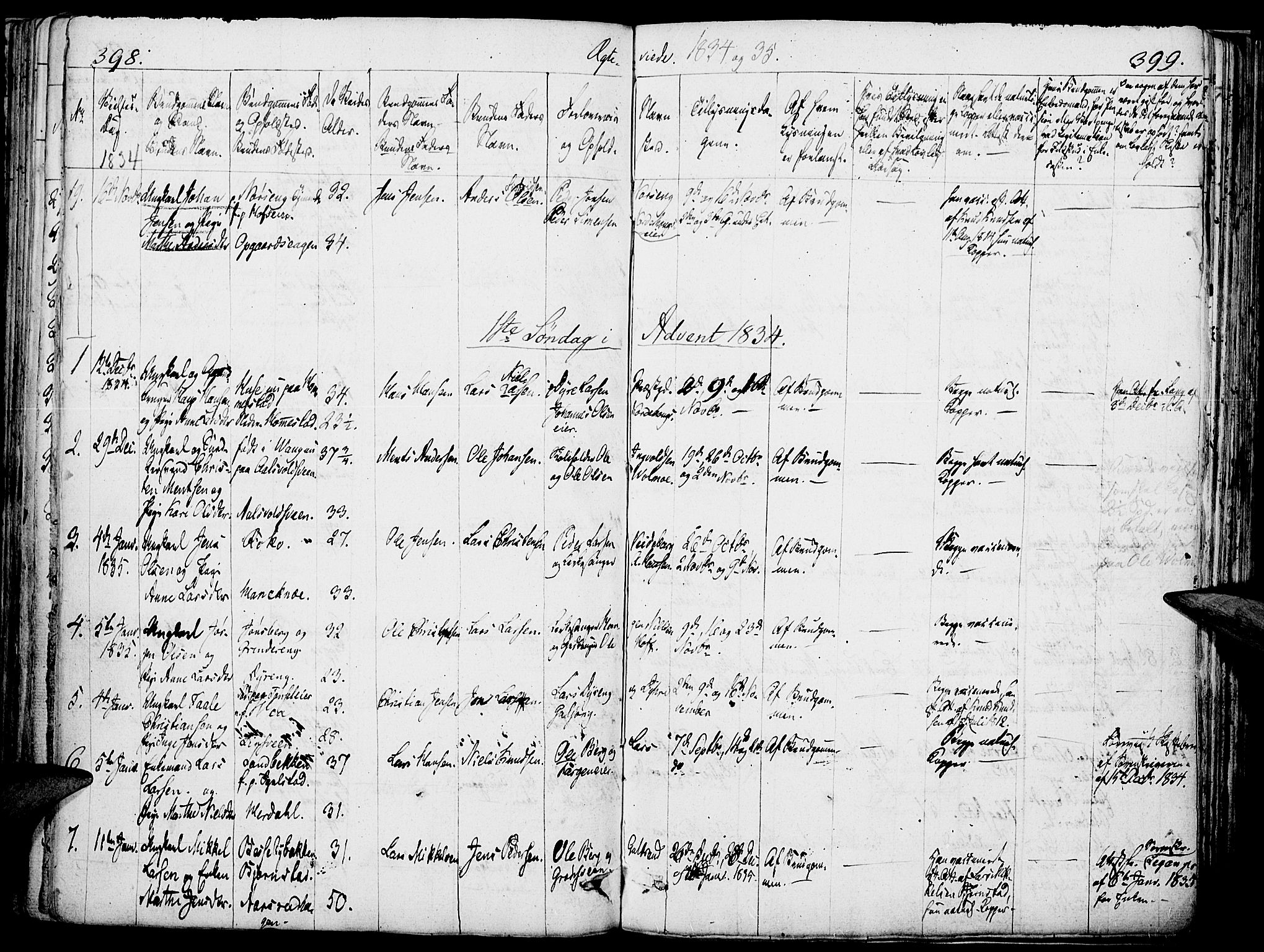 Løten prestekontor, SAH/PREST-022/K/Ka/L0006: Parish register (official) no. 6, 1832-1849, p. 398-399