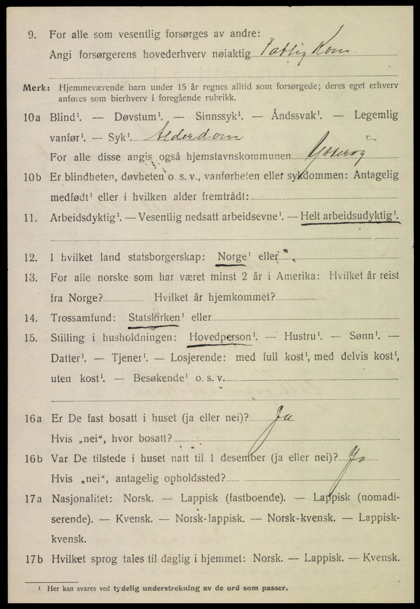 SAT, 1920 census for Ytterøy, 1920, p. 1008