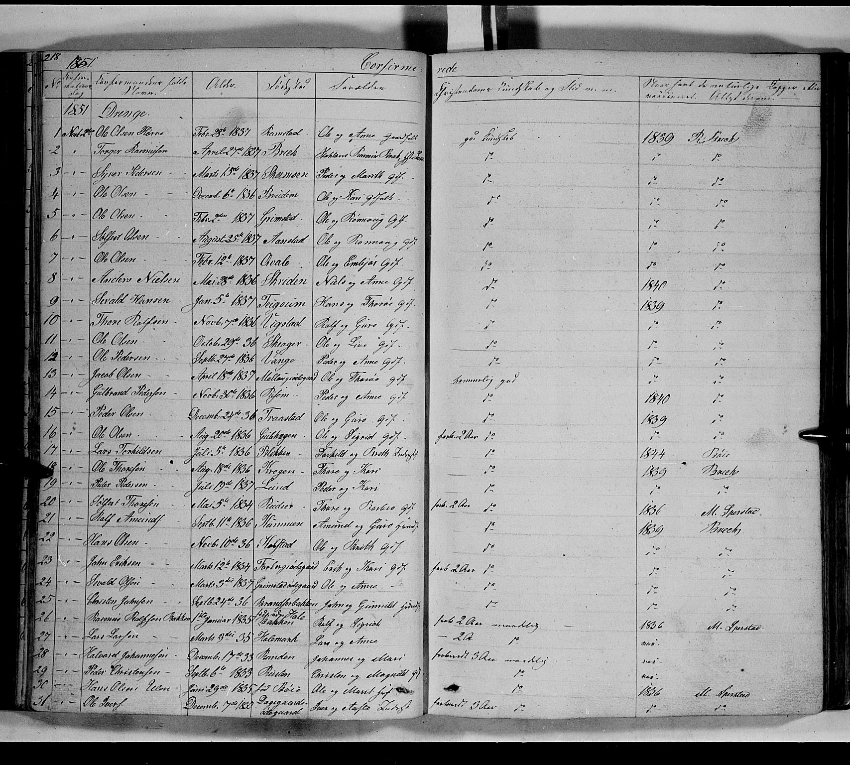 Lom prestekontor, SAH/PREST-070/L/L0004: Parish register (copy) no. 4, 1845-1864, p. 218-219