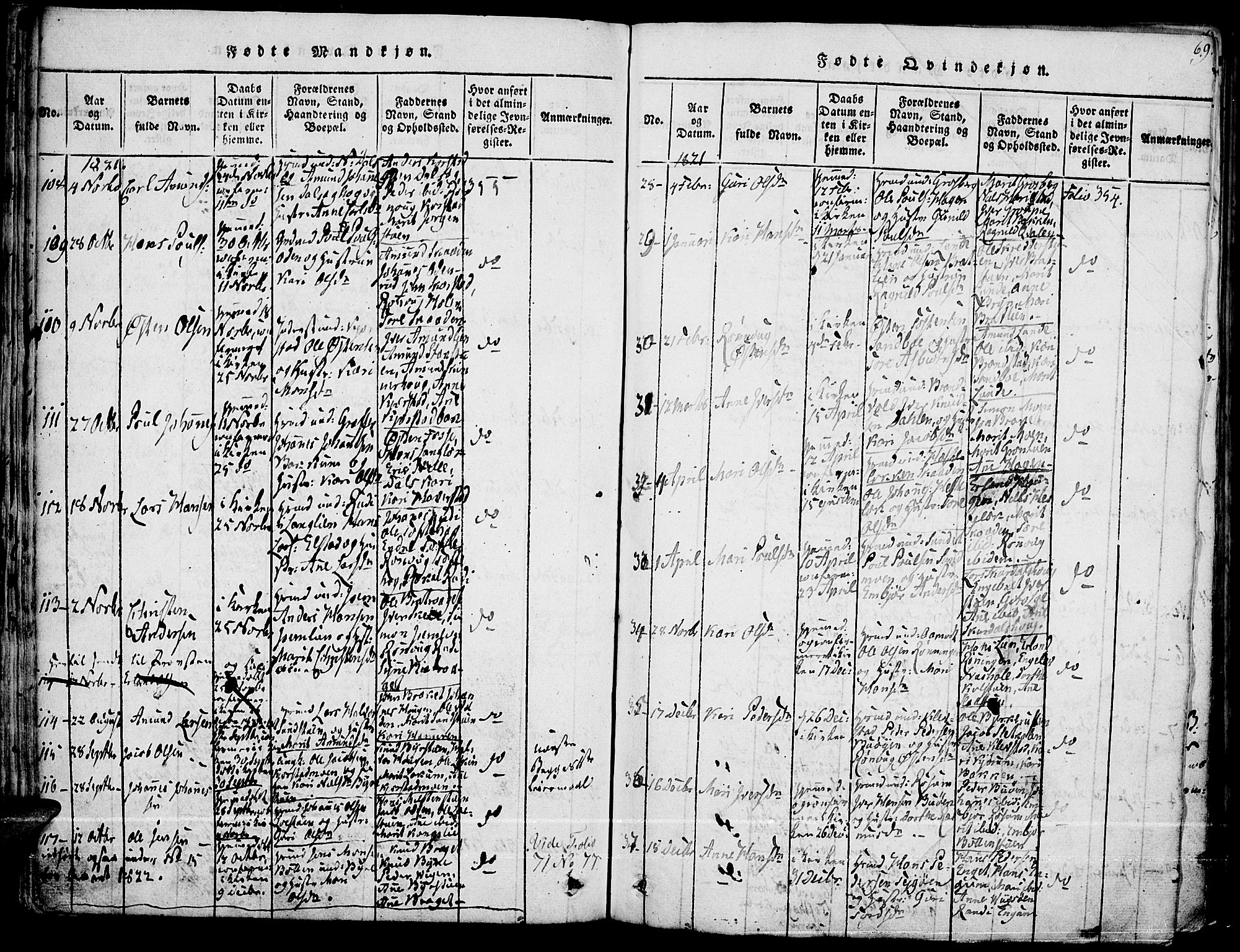 Fron prestekontor, SAH/PREST-078/H/Ha/Haa/L0002: Parish register (official) no. 2, 1816-1827, p. 69