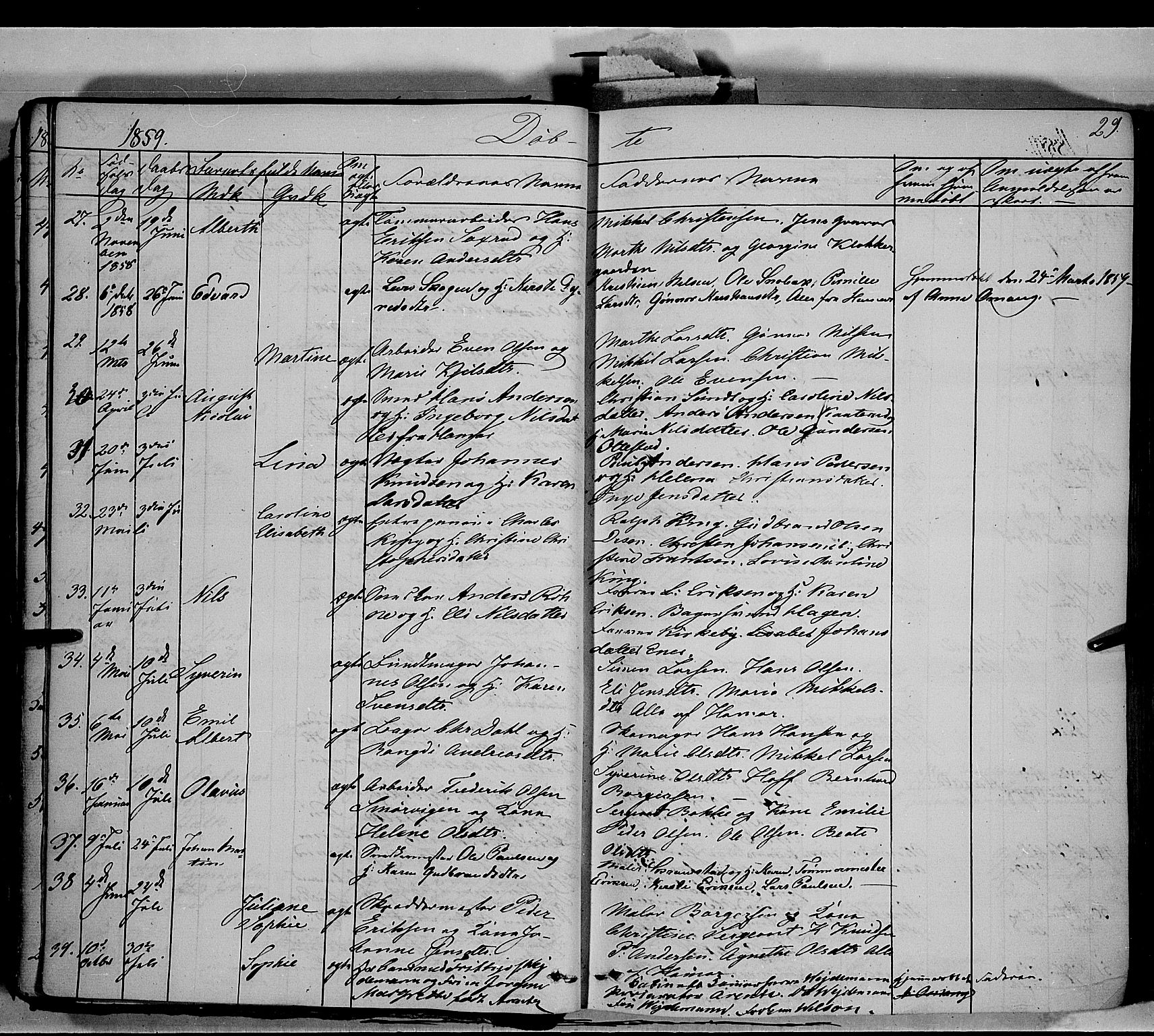 Vang prestekontor, Hedmark, AV/SAH-PREST-008/H/Ha/Haa/L0011: Parish register (official) no. 11, 1852-1877, p. 29