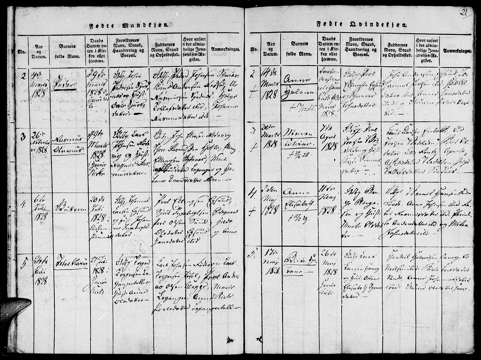 Ministerialprotokoller, klokkerbøker og fødselsregistre - Møre og Romsdal, AV/SAT-A-1454/504/L0054: Parish register (official) no. 504A01, 1816-1861, p. 21