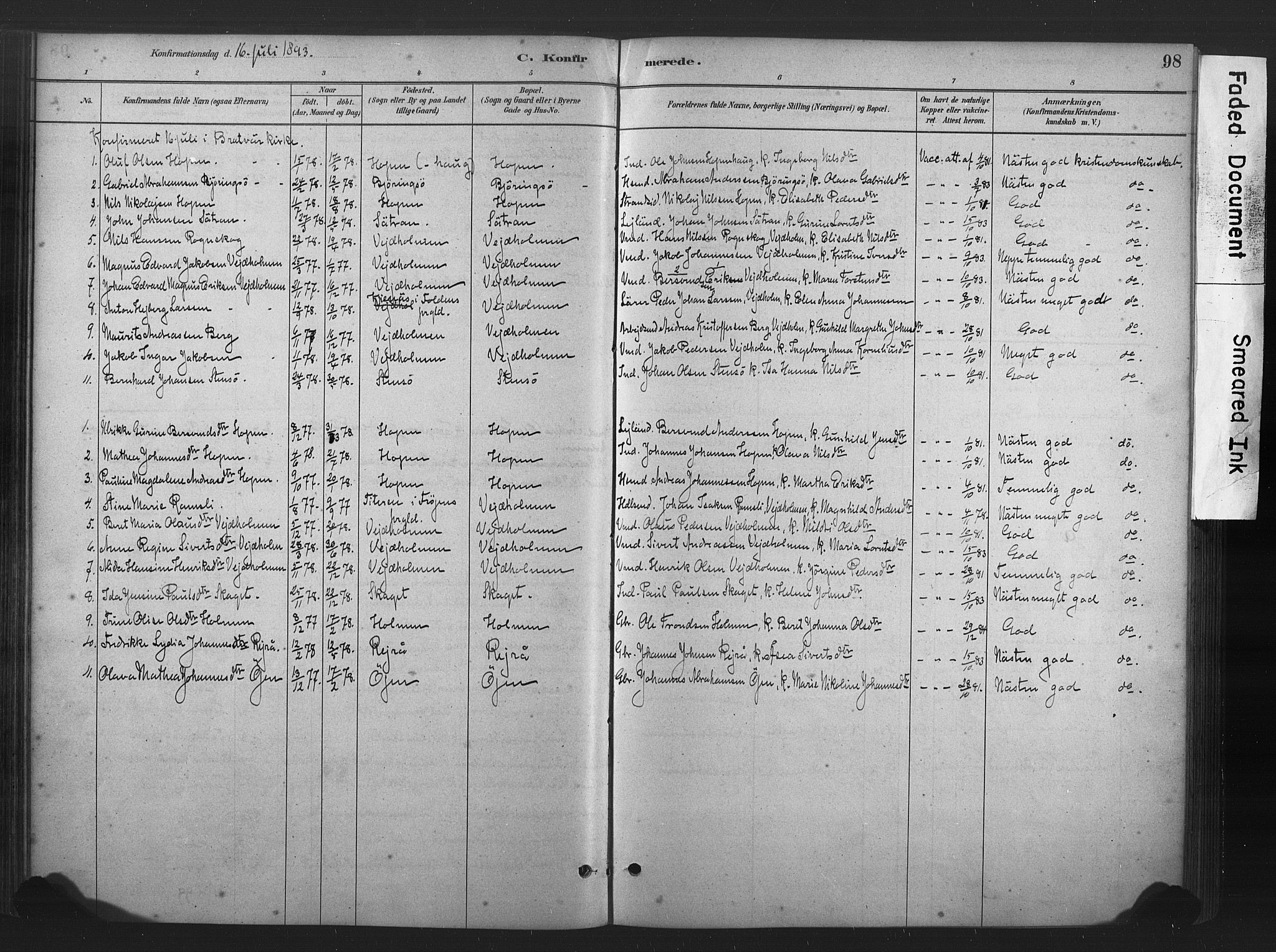 Ministerialprotokoller, klokkerbøker og fødselsregistre - Møre og Romsdal, AV/SAT-A-1454/583/L0954: Parish register (official) no. 583A01, 1880-1906, p. 98