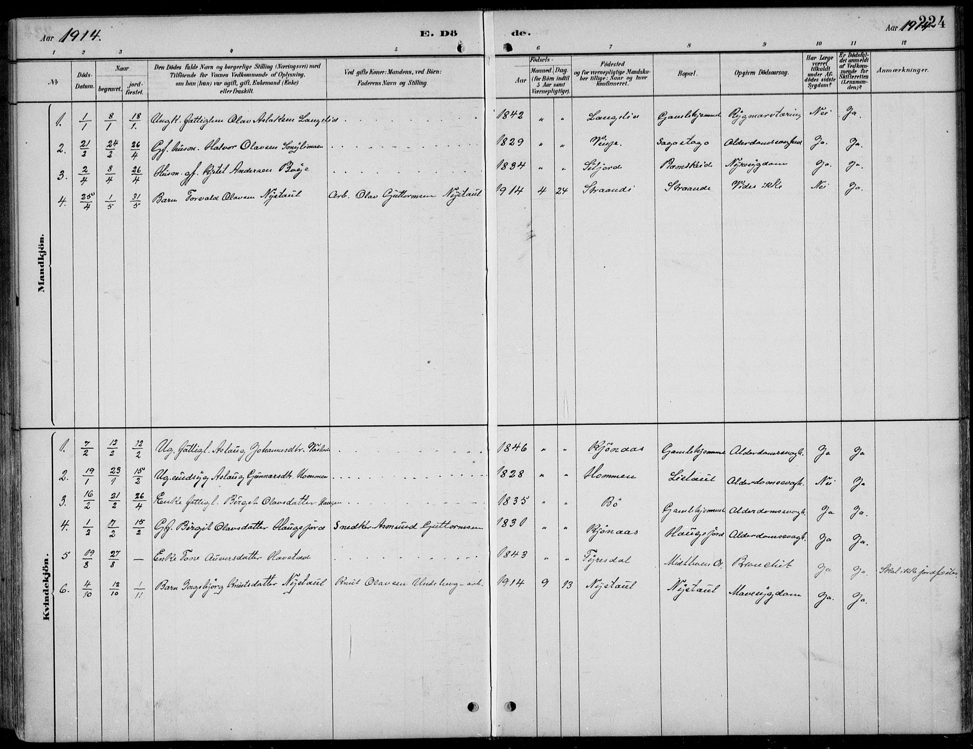 Kviteseid kirkebøker, SAKO/A-276/F/Fb/L0002: Parish register (official) no. II 2, 1882-1916, p. 224