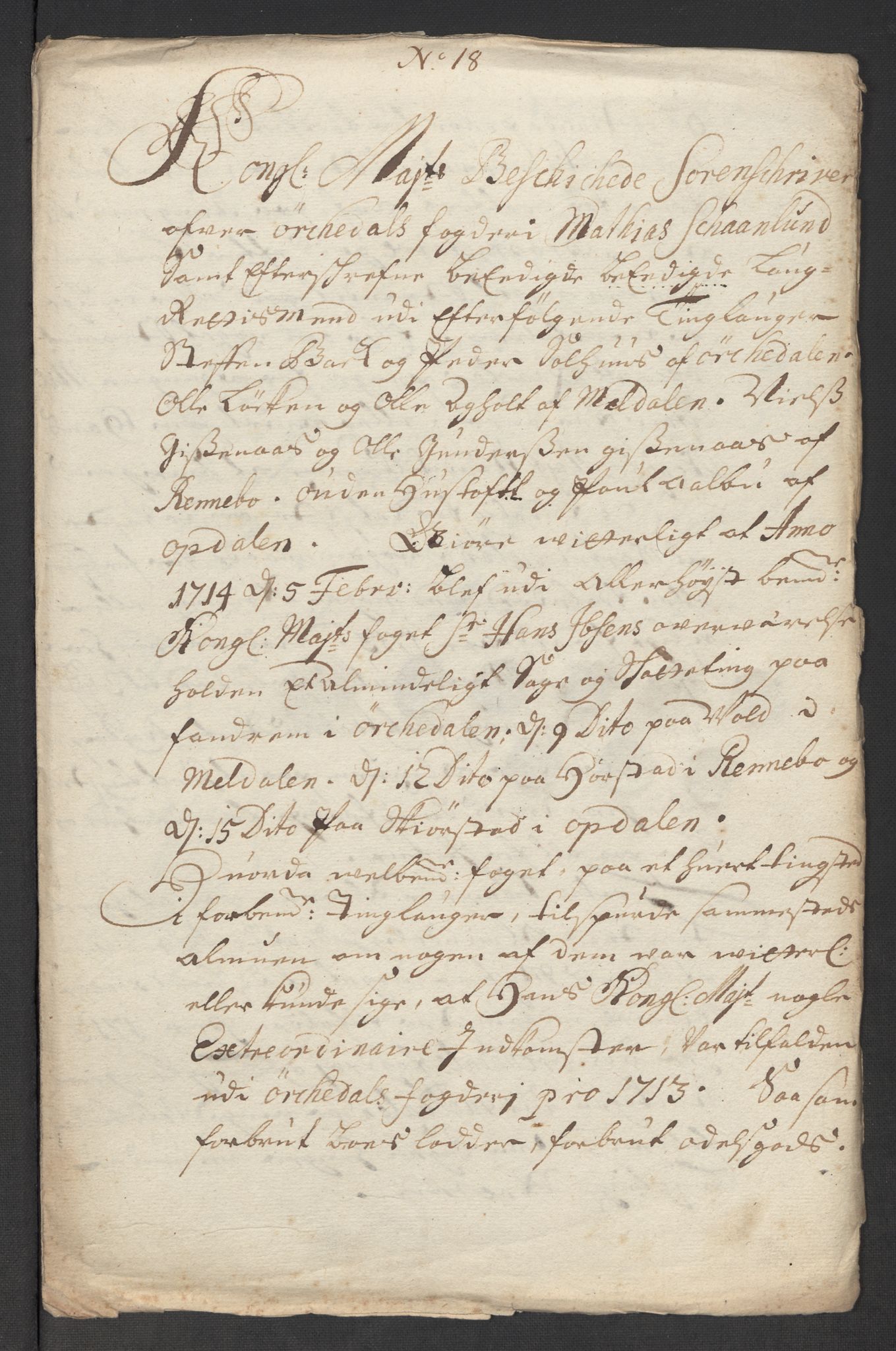 Rentekammeret inntil 1814, Reviderte regnskaper, Fogderegnskap, AV/RA-EA-4092/R60/L3964: Fogderegnskap Orkdal og Gauldal, 1713, p. 236