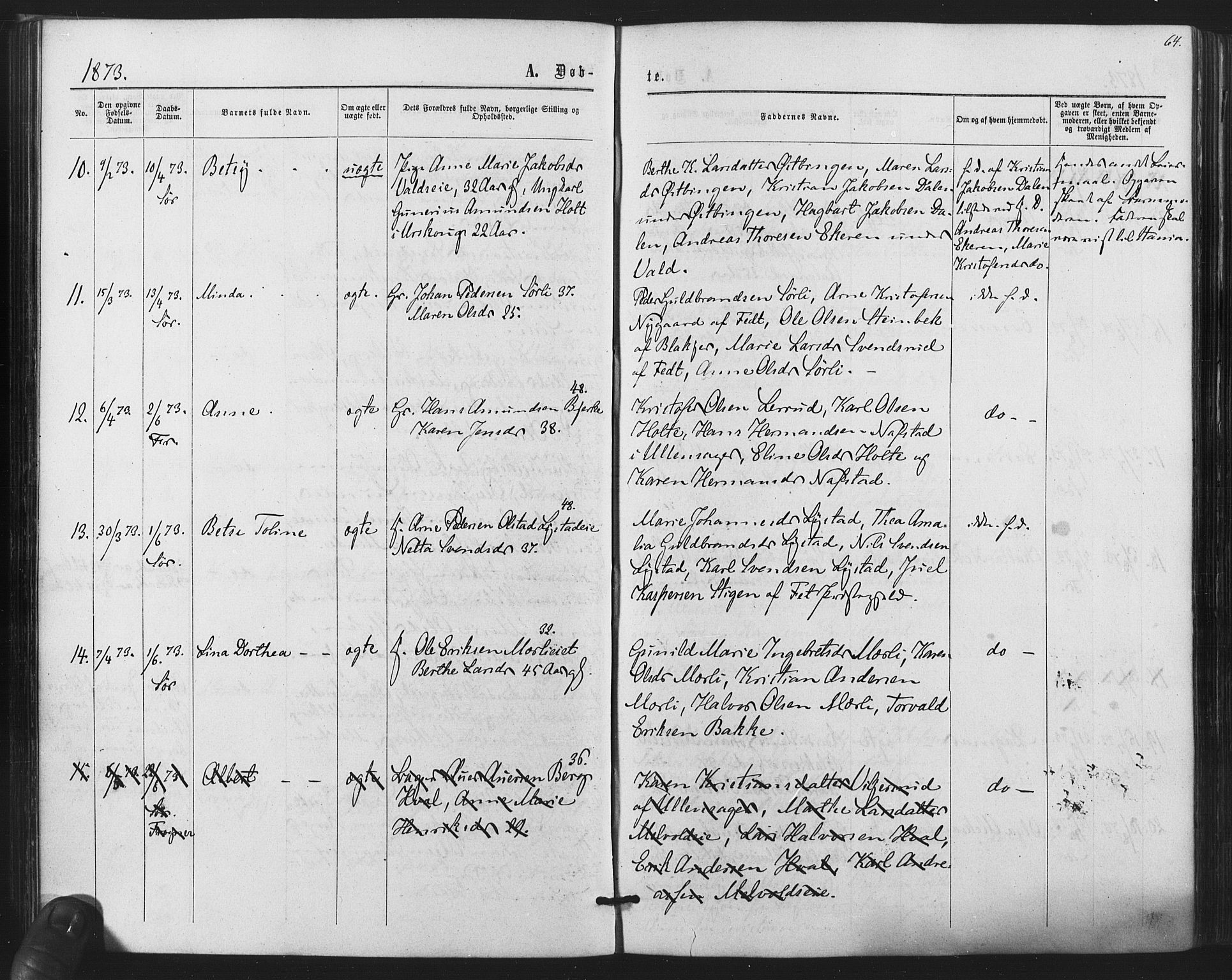 Sørum prestekontor Kirkebøker, AV/SAO-A-10303/F/Fa/L0006: Parish register (official) no. I 6, 1864-1877, p. 64