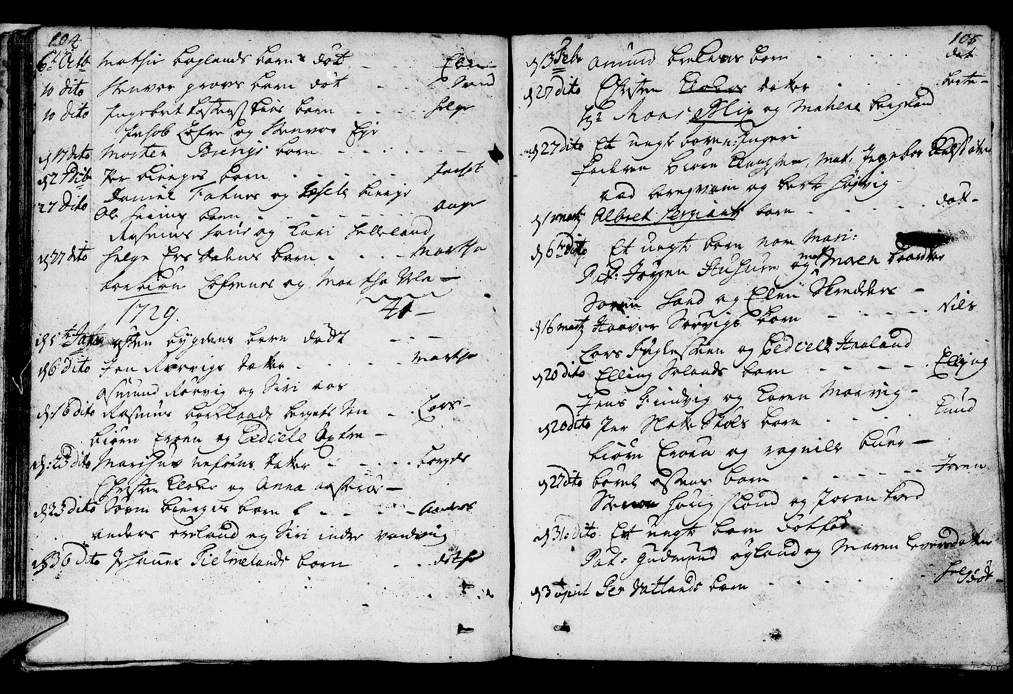 Jelsa sokneprestkontor, SAST/A-101842/01/IV: Parish register (official) no. A 1, 1695-1737, p. 104-105