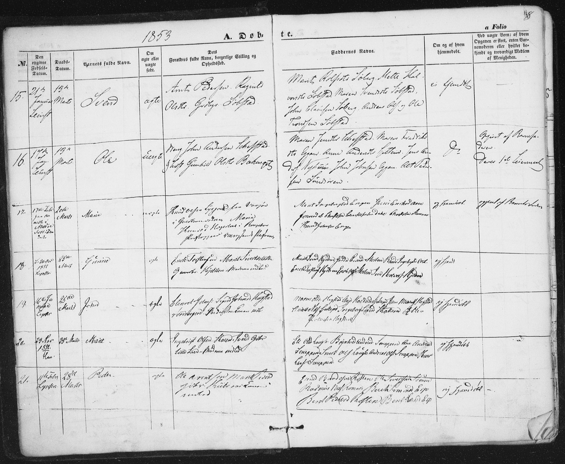Ministerialprotokoller, klokkerbøker og fødselsregistre - Sør-Trøndelag, SAT/A-1456/691/L1076: Parish register (official) no. 691A08, 1852-1861, p. 8