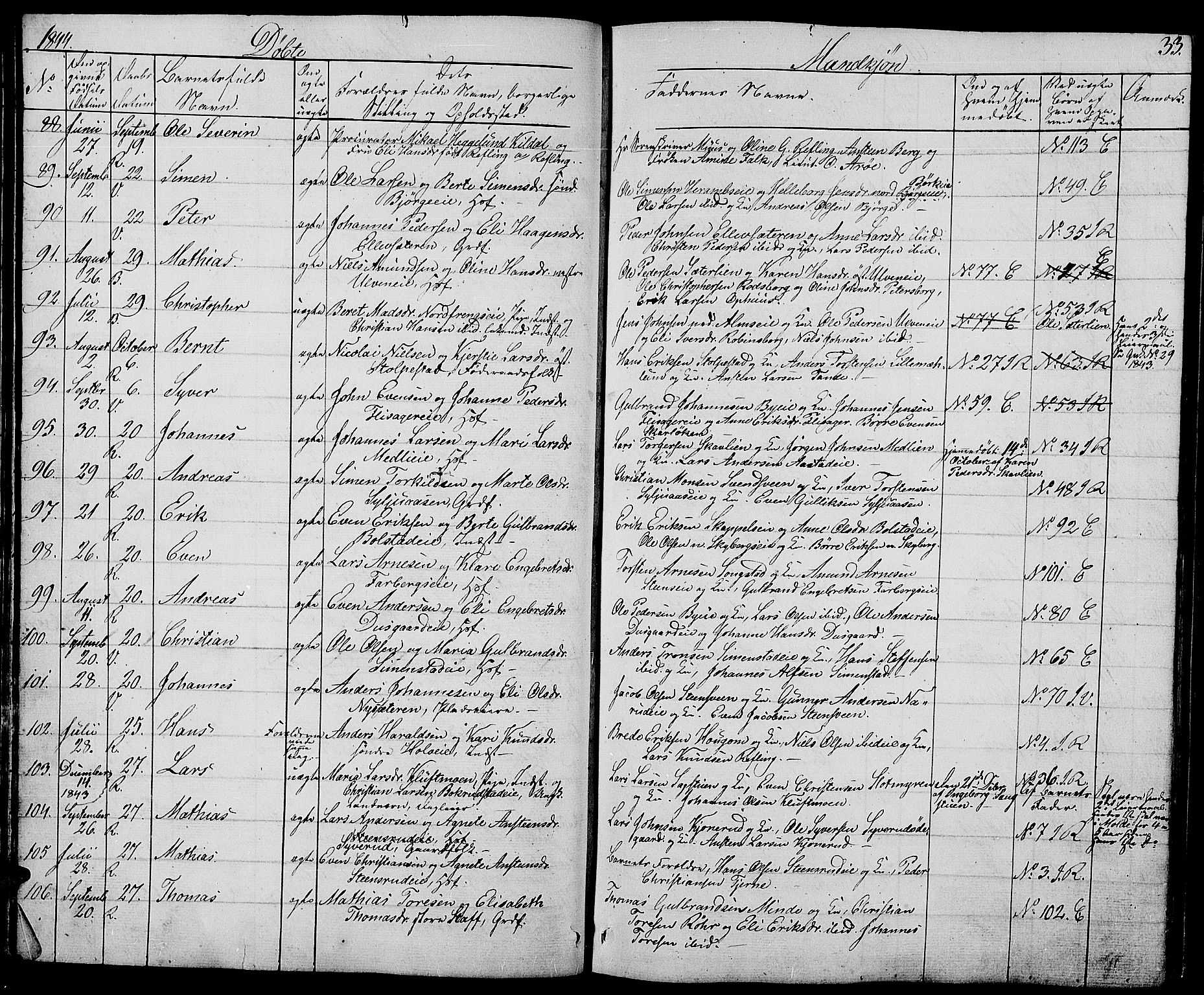Ringsaker prestekontor, AV/SAH-PREST-014/L/La/L0005: Parish register (copy) no. 5, 1839-1850, p. 33